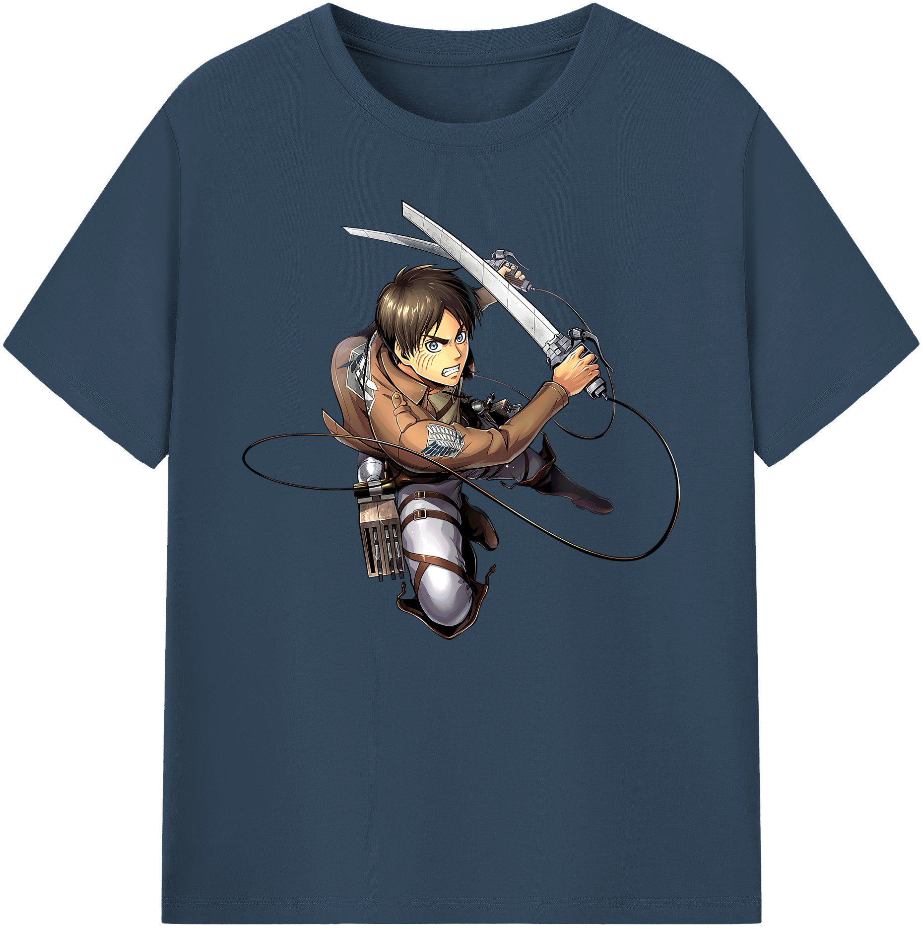 （画像用） 進撃の巨人 エレン･イェーガー Attack on Titan Eren Jäger 綿100％ メンズ半袖Tシャツ｜肌触りやわらか＆通気性