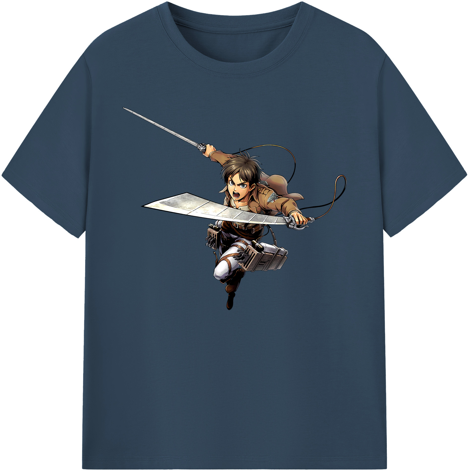 （画像用） 進撃の巨人 エレン･イェーガー Attack on Titan Eren Jäger 綿100％ メンズ半袖Tシャツ｜肌触りやわらか＆通気性