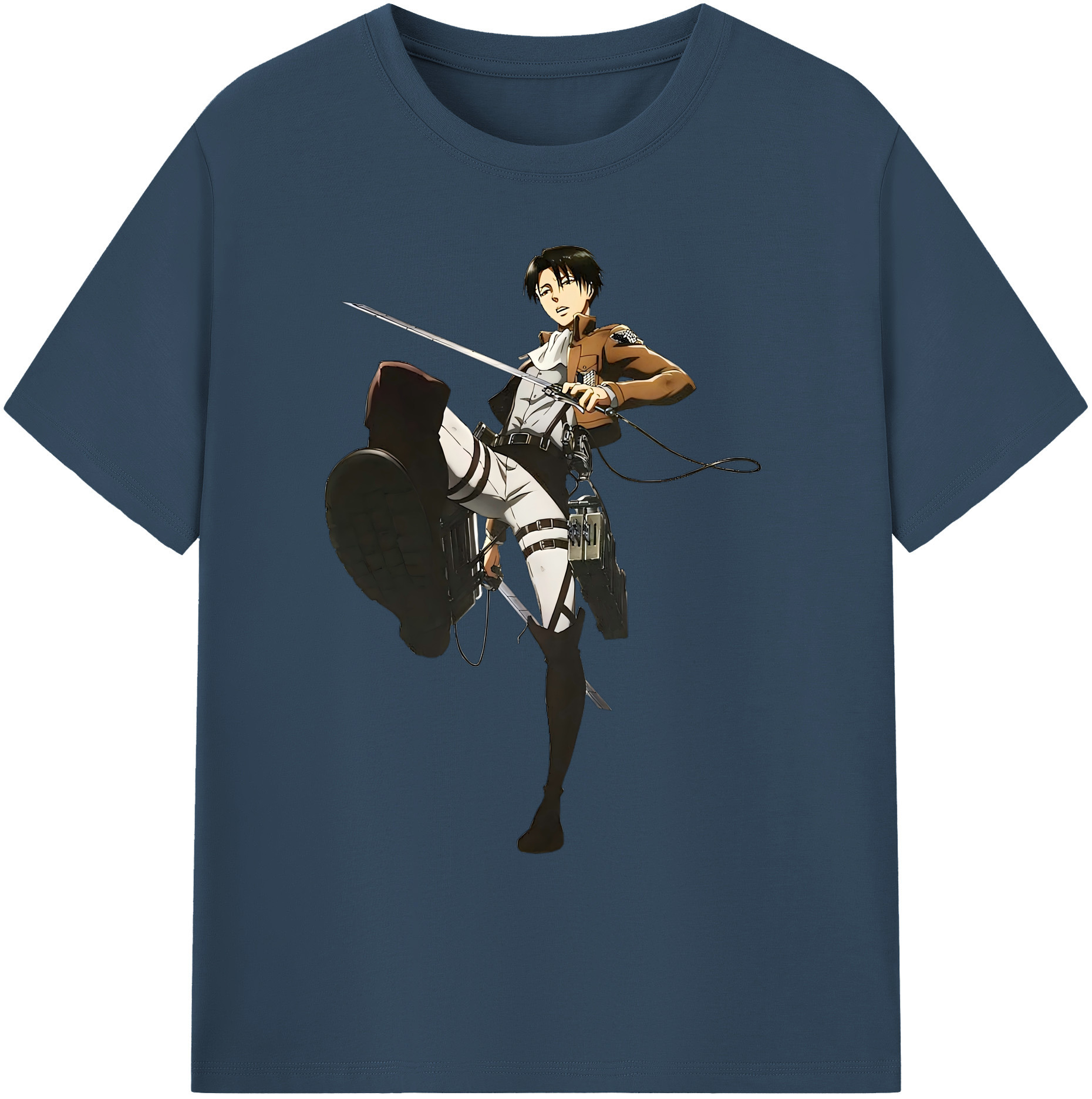 （画像用） 進撃の巨人 リヴァイ·アッカーマン Attack on Titan Levi Ackerman 綿100％ メンズ半袖Tシャツ｜肌触りやわらか＆通気性