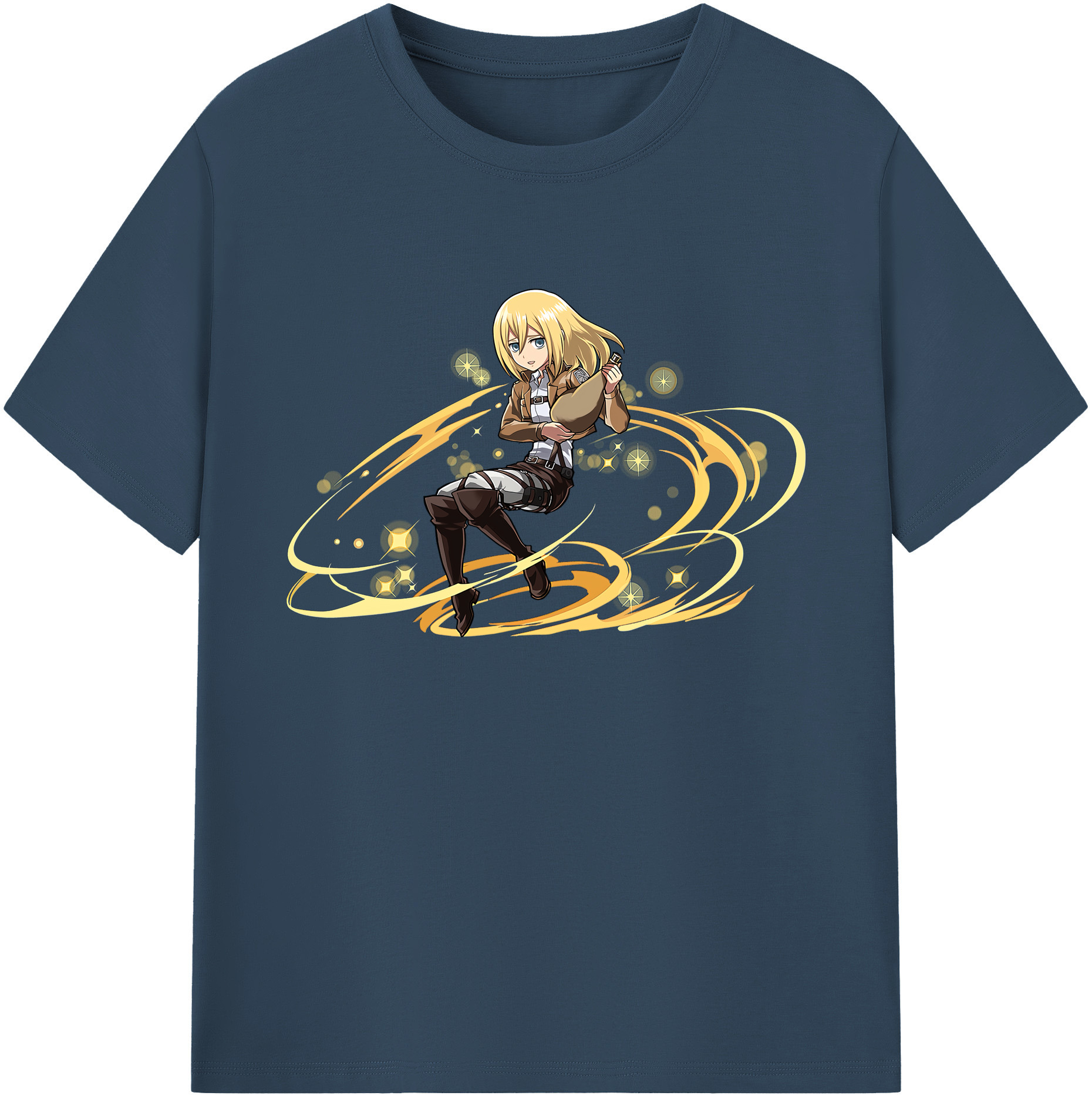 （画像用） 進撃の巨人 クリスタ·レンズ Attack on Titan Christa Lenz 綿100％ メンズ半袖Tシャツ｜肌触りやわらか＆通気性
