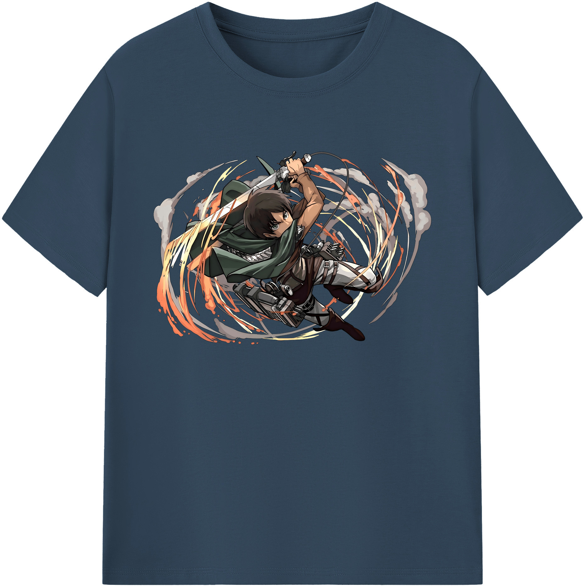 （画像用） 進撃の巨人 エレン･イェーガー Attack on Titan Eren Jäger 綿100％ メンズ半袖Tシャツ｜肌触りやわらか＆通気性