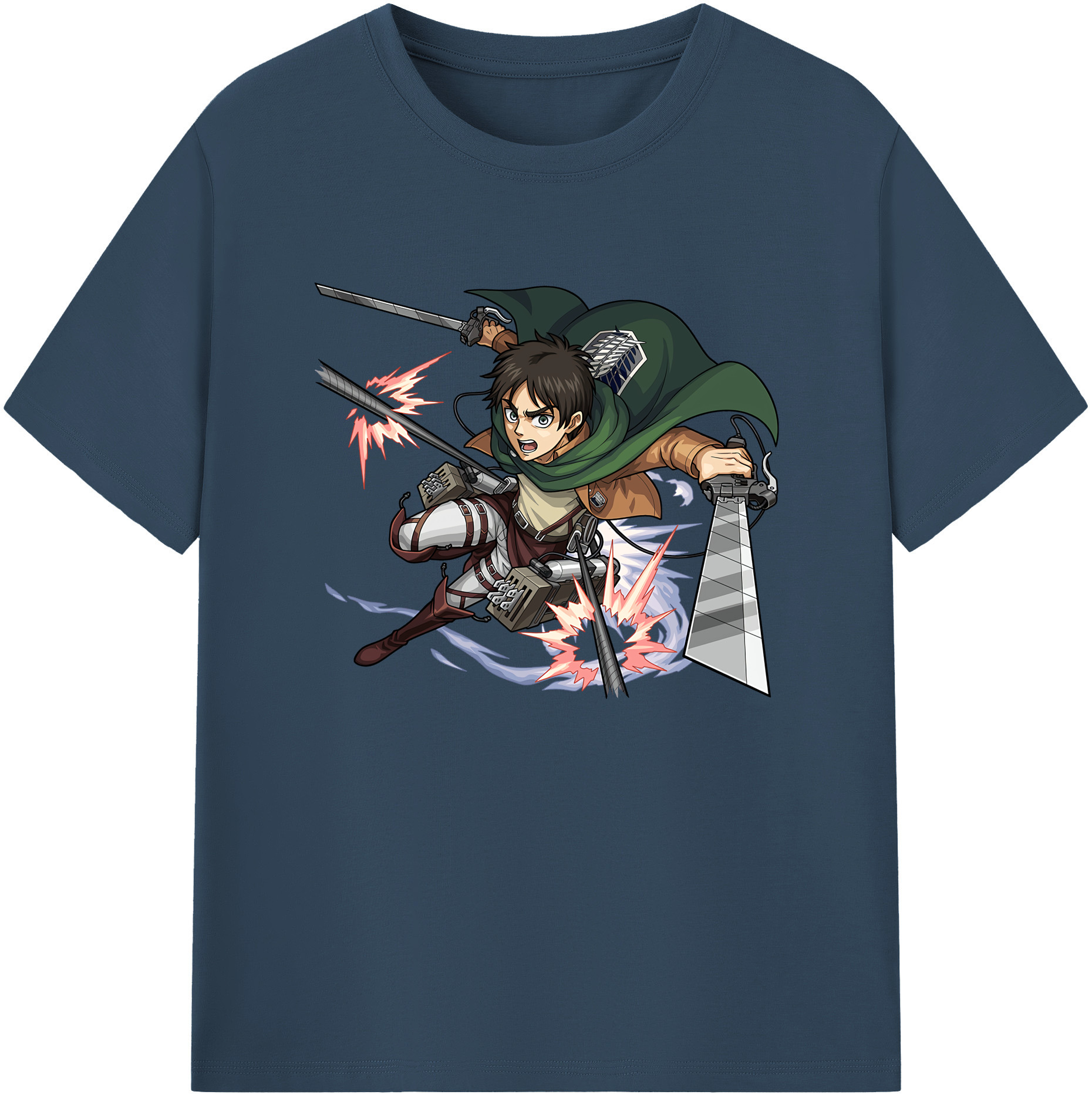 （画像用） 進撃の巨人 エレン･イェーガー Attack on Titan Eren Jäger 綿100％ メンズ半袖Tシャツ｜肌触りやわらか＆通気性