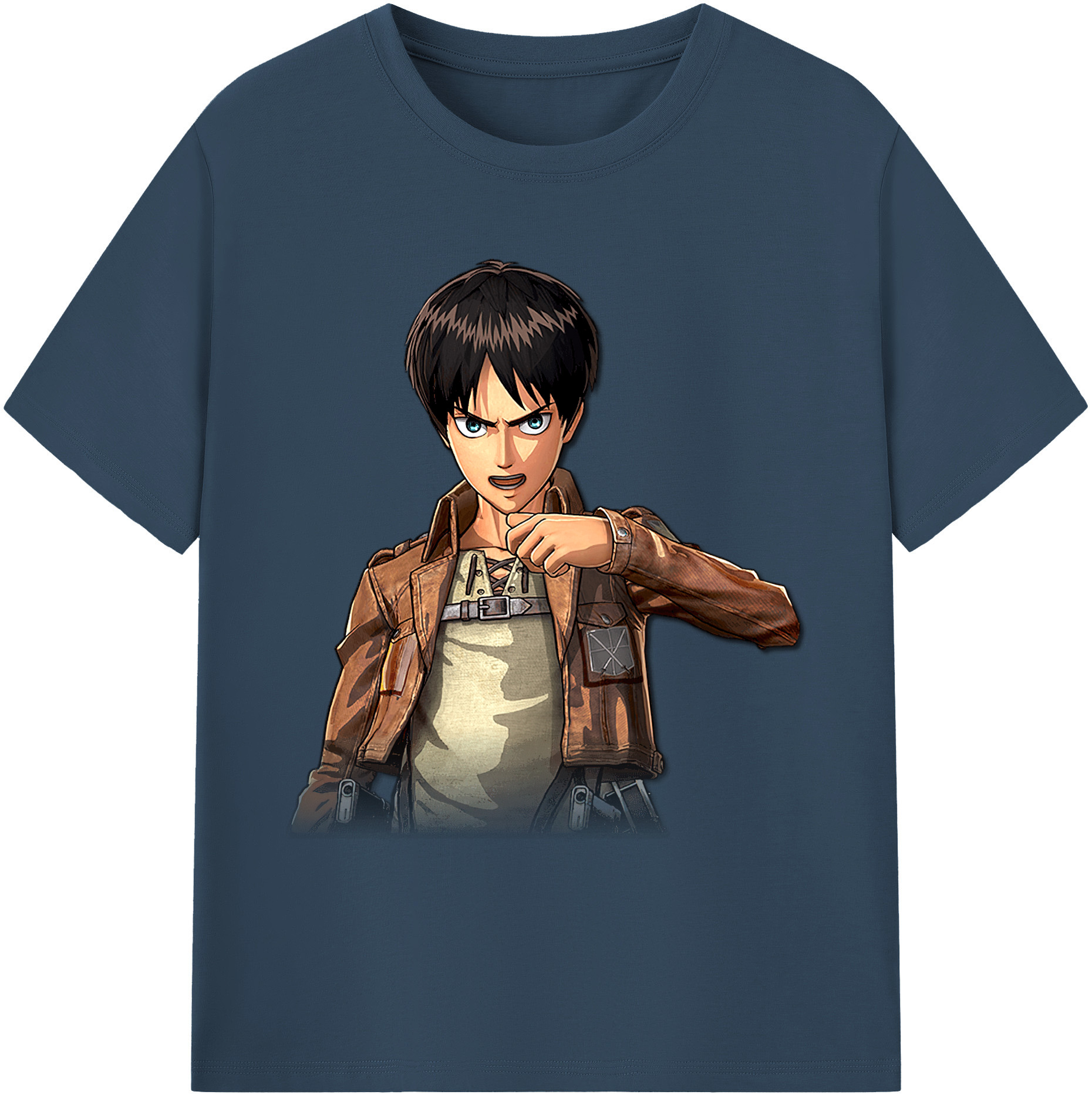 （画像用） 進撃の巨人 エレン･イェーガー Attack on Titan Eren Jäger 綿100％ メンズ半袖Tシャツ｜肌触りやわらか＆通気性