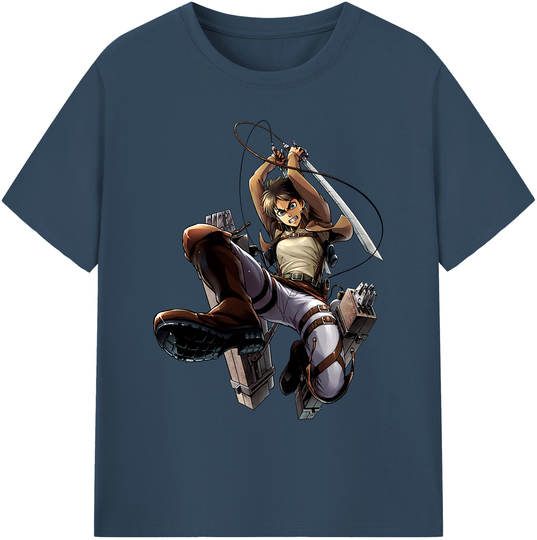 （画像用） 進撃の巨人 エレン･イェーガー Attack on Titan Eren Jäger 綿100％ メンズ半袖Tシャツ｜肌触りやわらか＆通気性
