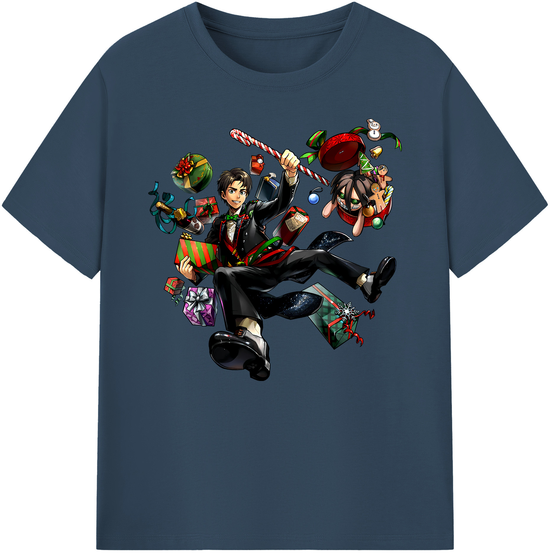 （画像用） 進撃の巨人 エレン･イェーガー Attack on Titan Eren Jäger 綿100％ メンズ半袖Tシャツ｜肌触りやわらか＆通気性