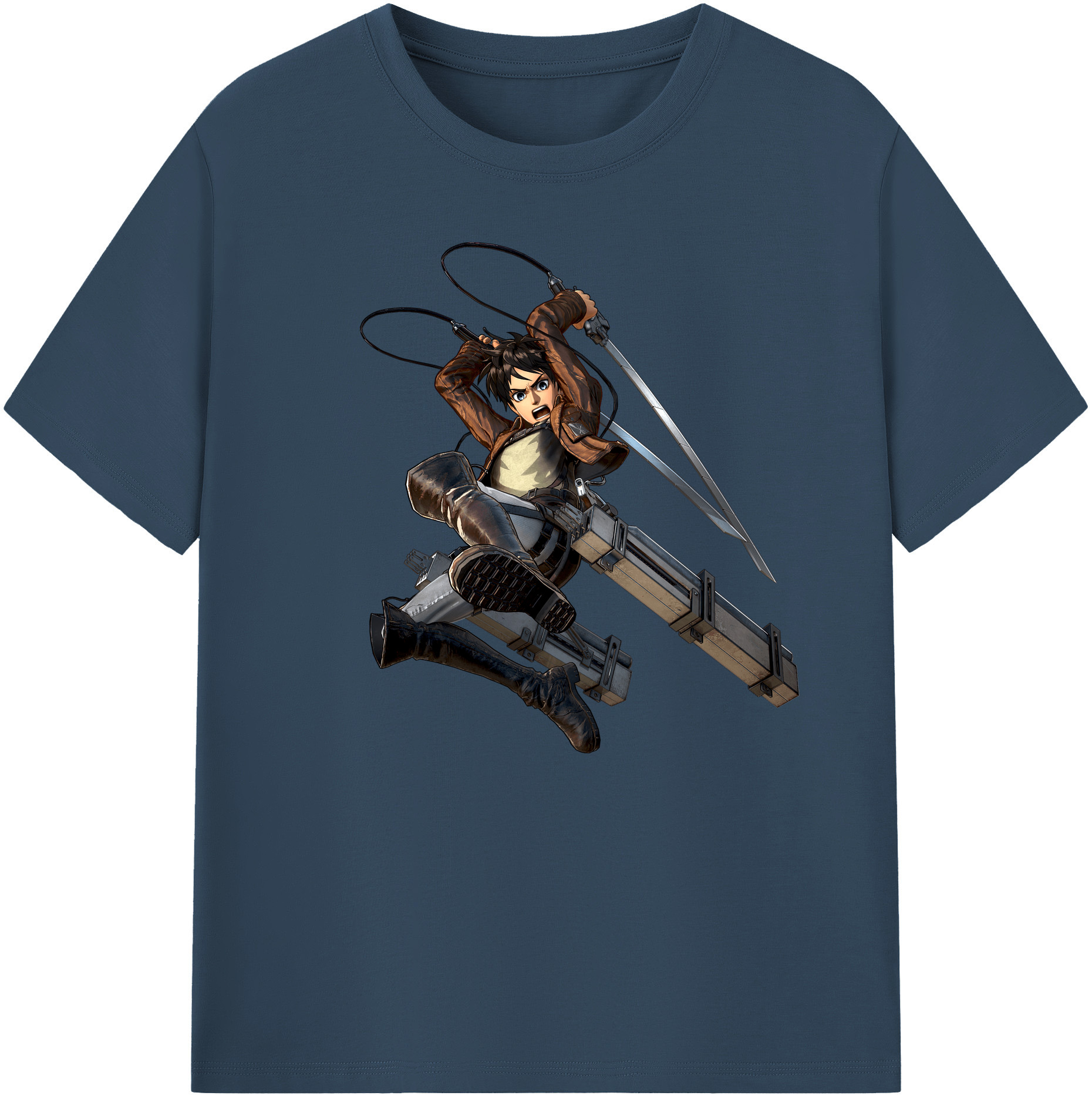 （画像用） 進撃の巨人 エレン･イェーガー Attack on Titan Eren Jäger 綿100％ メンズ半袖Tシャツ｜肌触りやわらか＆通気性