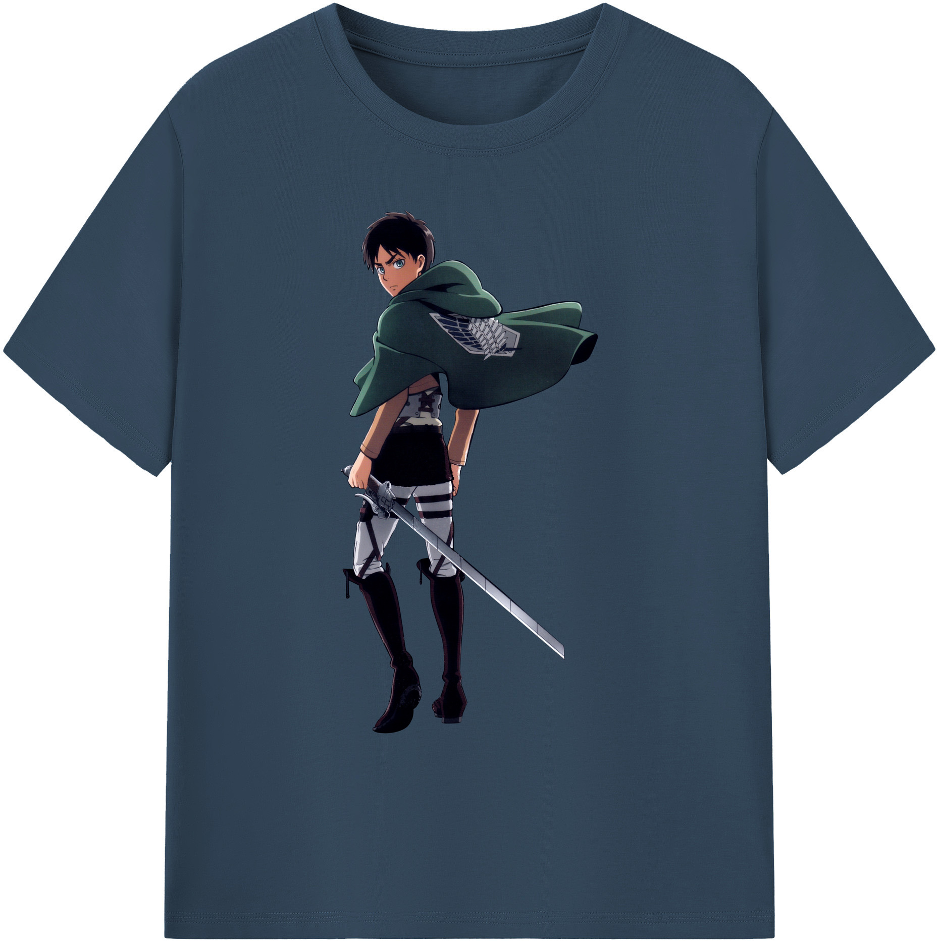 （画像用） 進撃の巨人 エレン･イェーガー Attack on Titan Eren Jäger 綿100％ メンズ半袖Tシャツ｜肌触りやわらか＆通気性