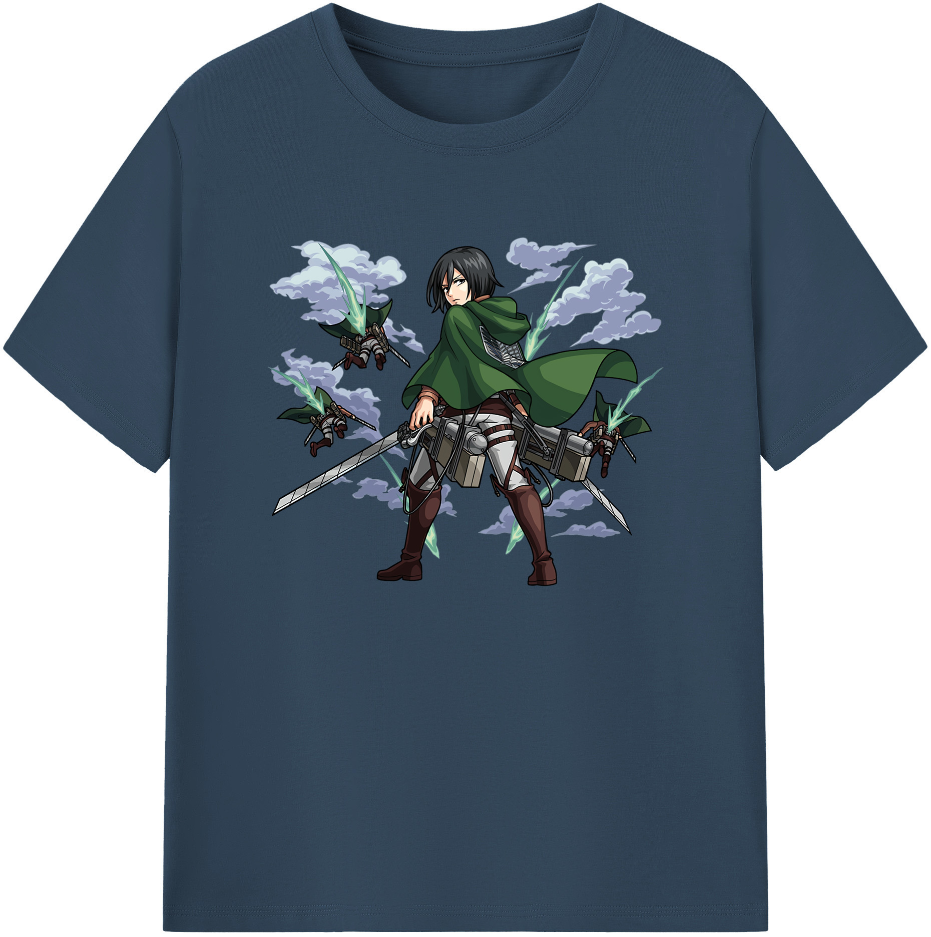 （画像用） 進撃の巨人 ミカサ·アッカーマン Attack on Titan Mikasa Ackerman 綿100％ メンズ半袖Tシャツ｜肌触りやわらか＆通気性