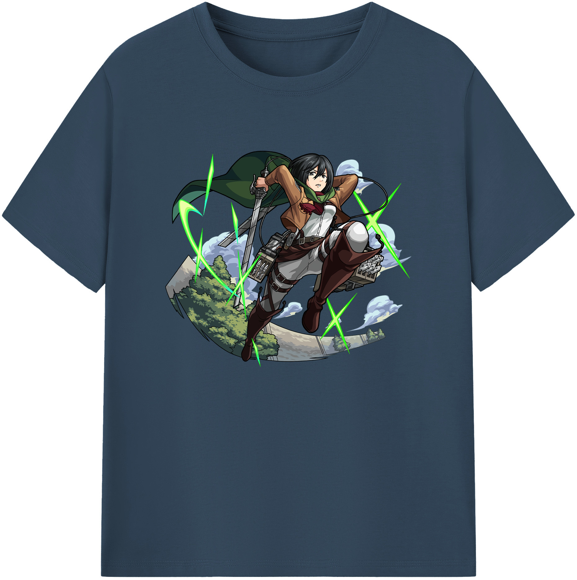 （画像用） 進撃の巨人 ミカサ·アッカーマン Attack on Titan Mikasa Ackerman 綿100％ メンズ半袖Tシャツ｜肌触りやわらか＆通気性
