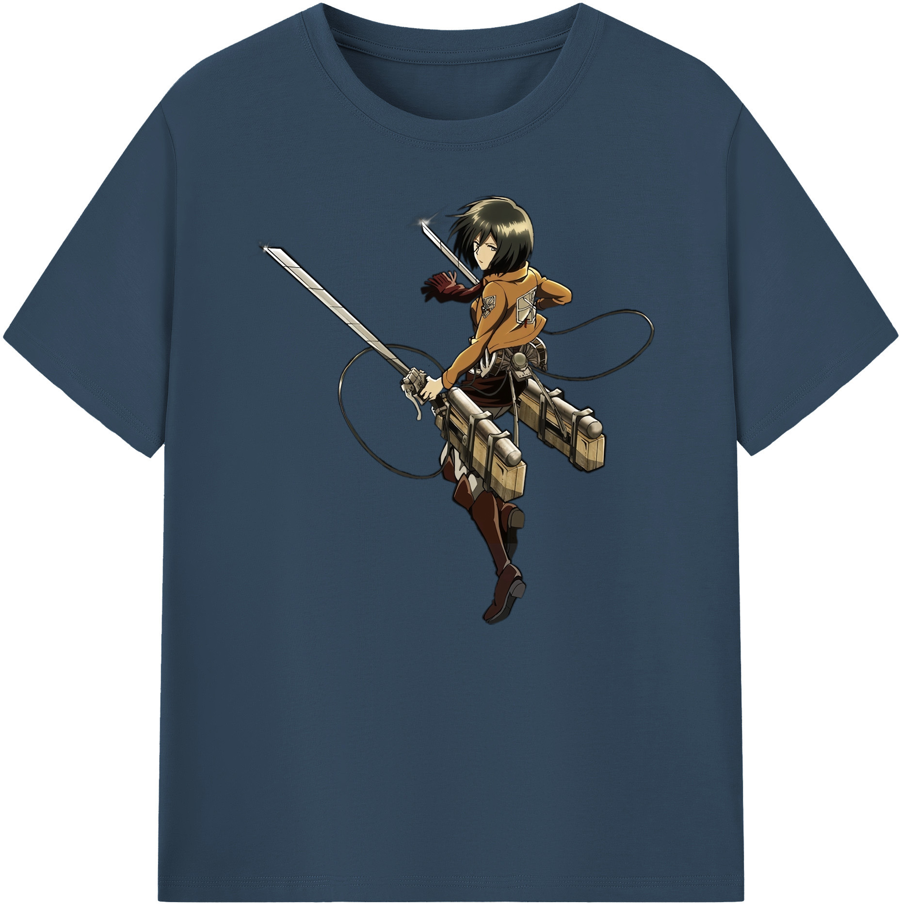 （画像用） 進撃の巨人 ミカサ·アッカーマン Attack on Titan Mikasa Ackerman 綿100％ メンズ半袖Tシャツ｜肌触りやわらか＆通気性