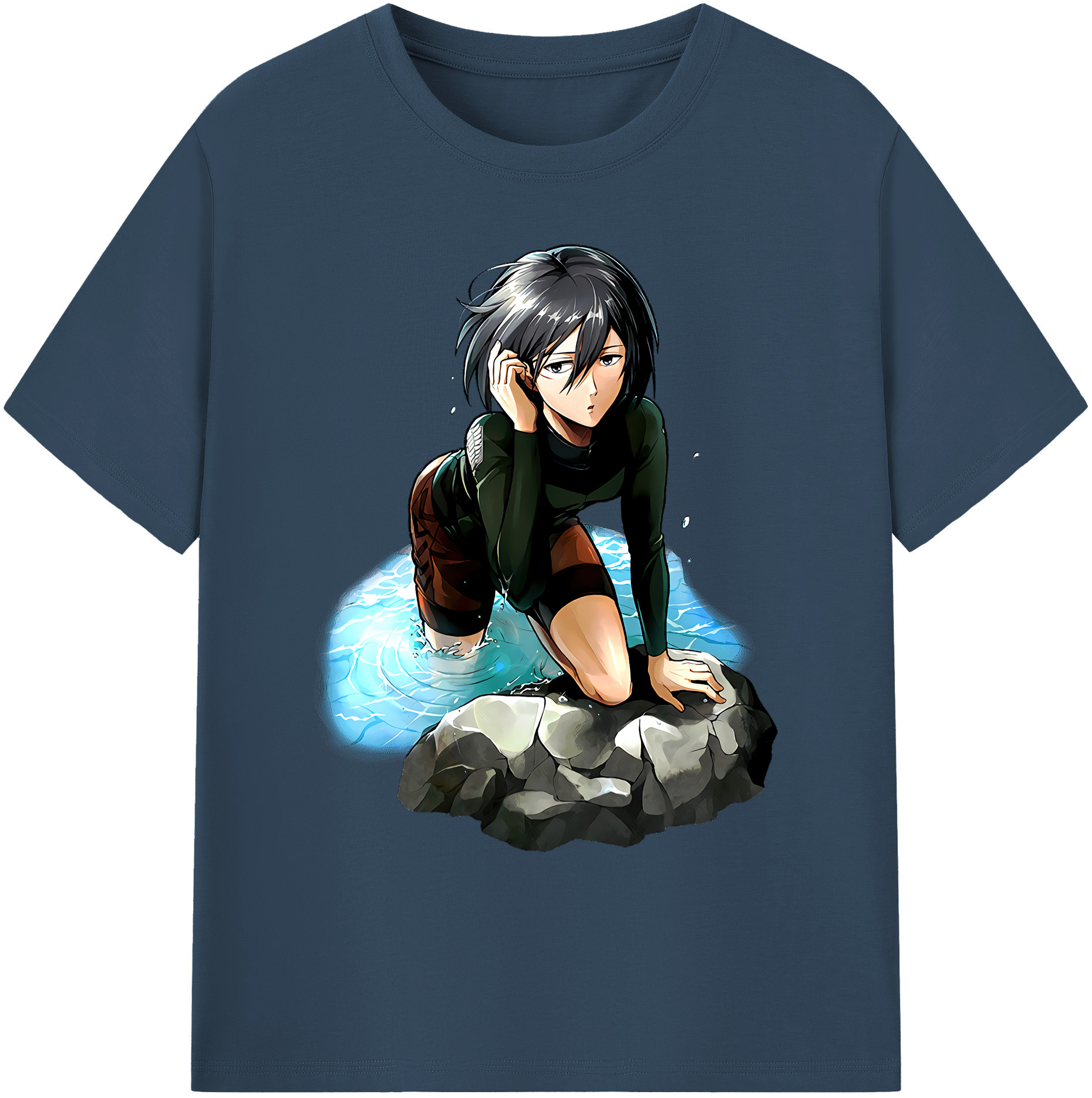 （画像用） 進撃の巨人 ミカサ·アッカーマン Attack on Titan Mikasa Ackerman 綿100％ メンズ半袖Tシャツ｜肌触りやわらか＆通気性