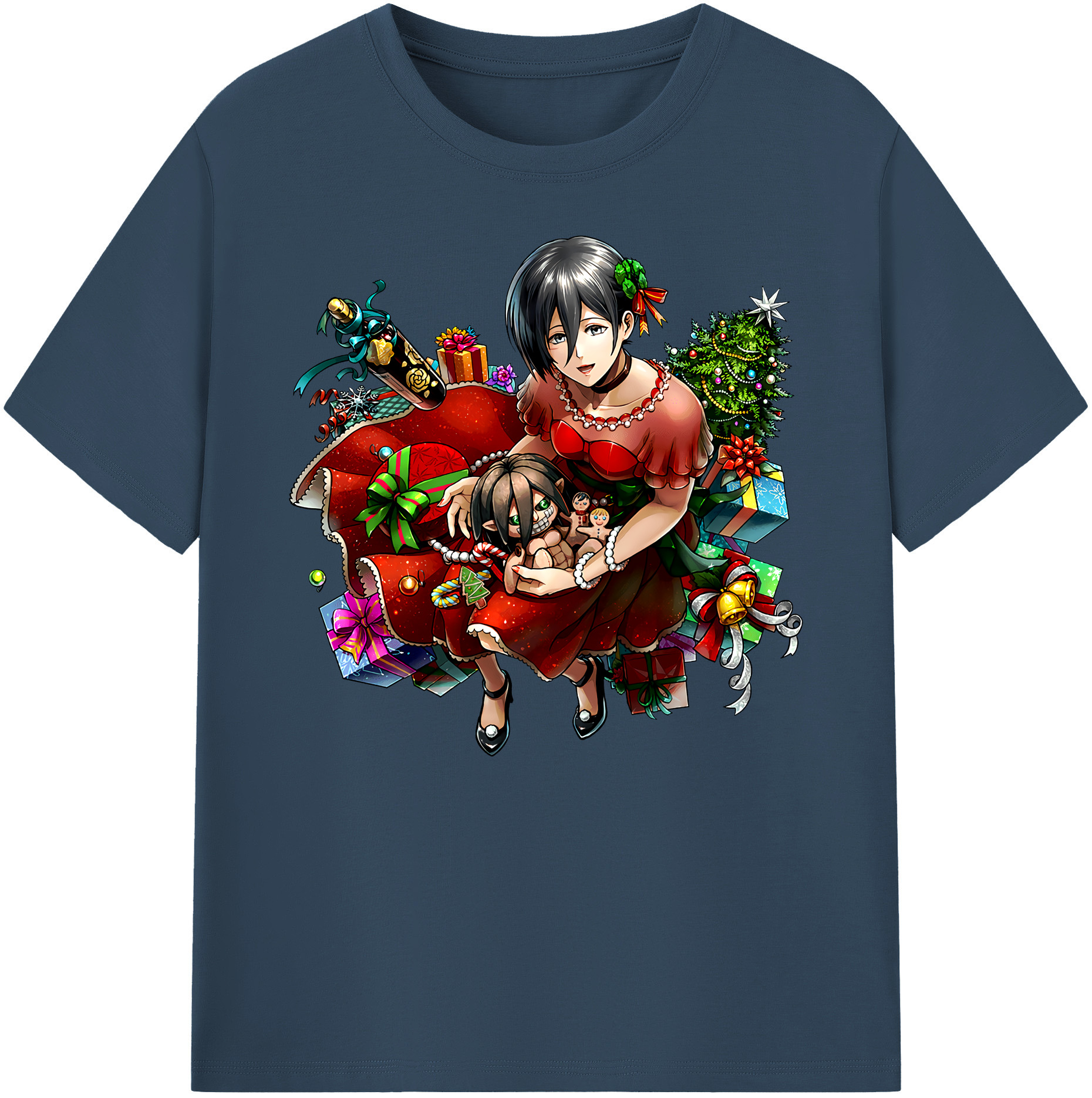（画像用） 進撃の巨人 ミカサ·アッカーマン Attack on Titan Mikasa Ackerman 綿100％ メンズ半袖Tシャツ｜肌触りやわらか＆通気性