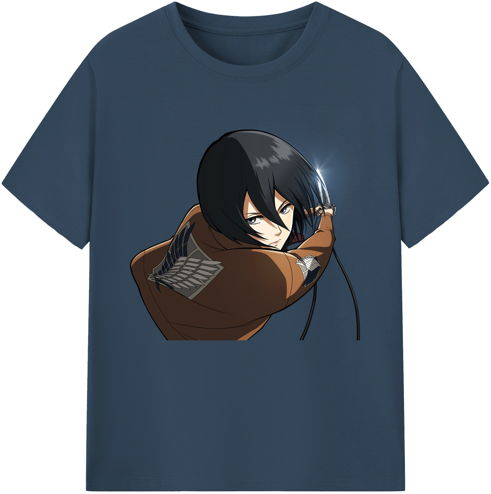 （画像用） 進撃の巨人 ミカサ·アッカーマン Attack on Titan Mikasa Ackerman 綿100％ メンズ半袖Tシャツ｜肌触りやわらか＆通気性