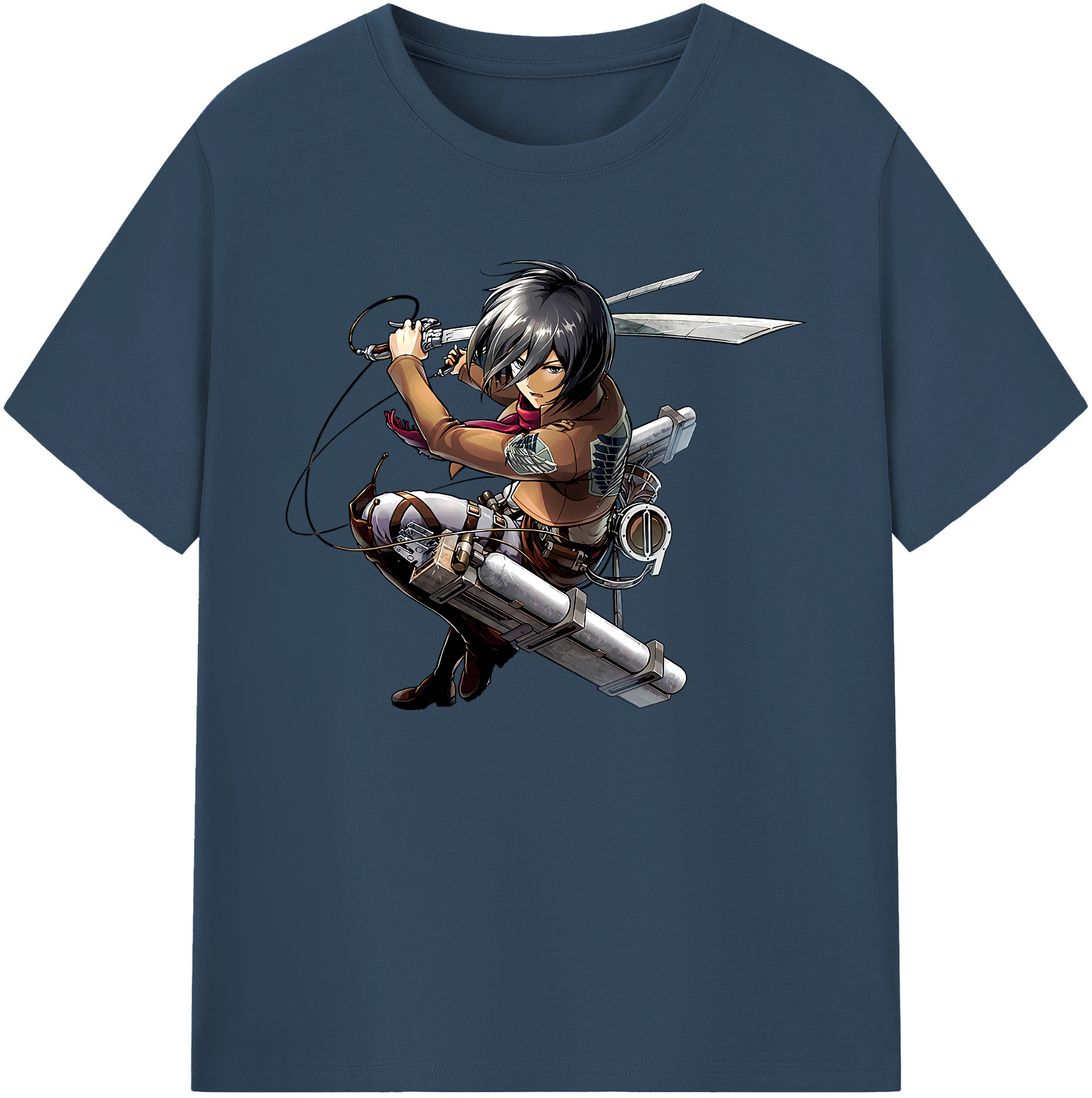 （画像用） 進撃の巨人 ミカサ·アッカーマン Attack on Titan Mikasa Ackerman 綿100％ メンズ半袖Tシャツ｜肌触りやわらか＆通気性