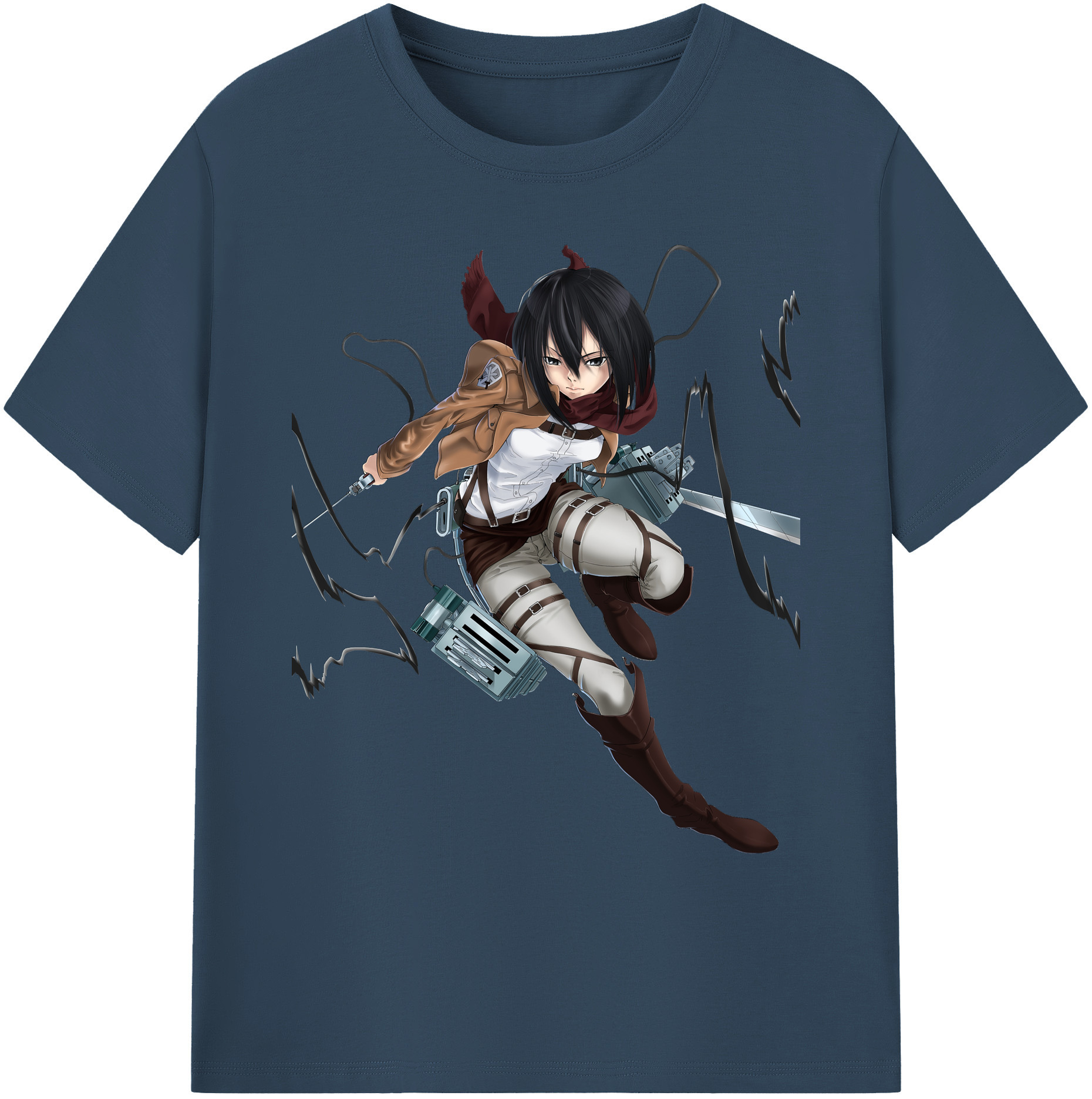 （画像用） 進撃の巨人 ミカサ·アッカーマン Attack on Titan Mikasa Ackerman 綿100％ メンズ半袖Tシャツ｜肌触りやわらか＆通気性