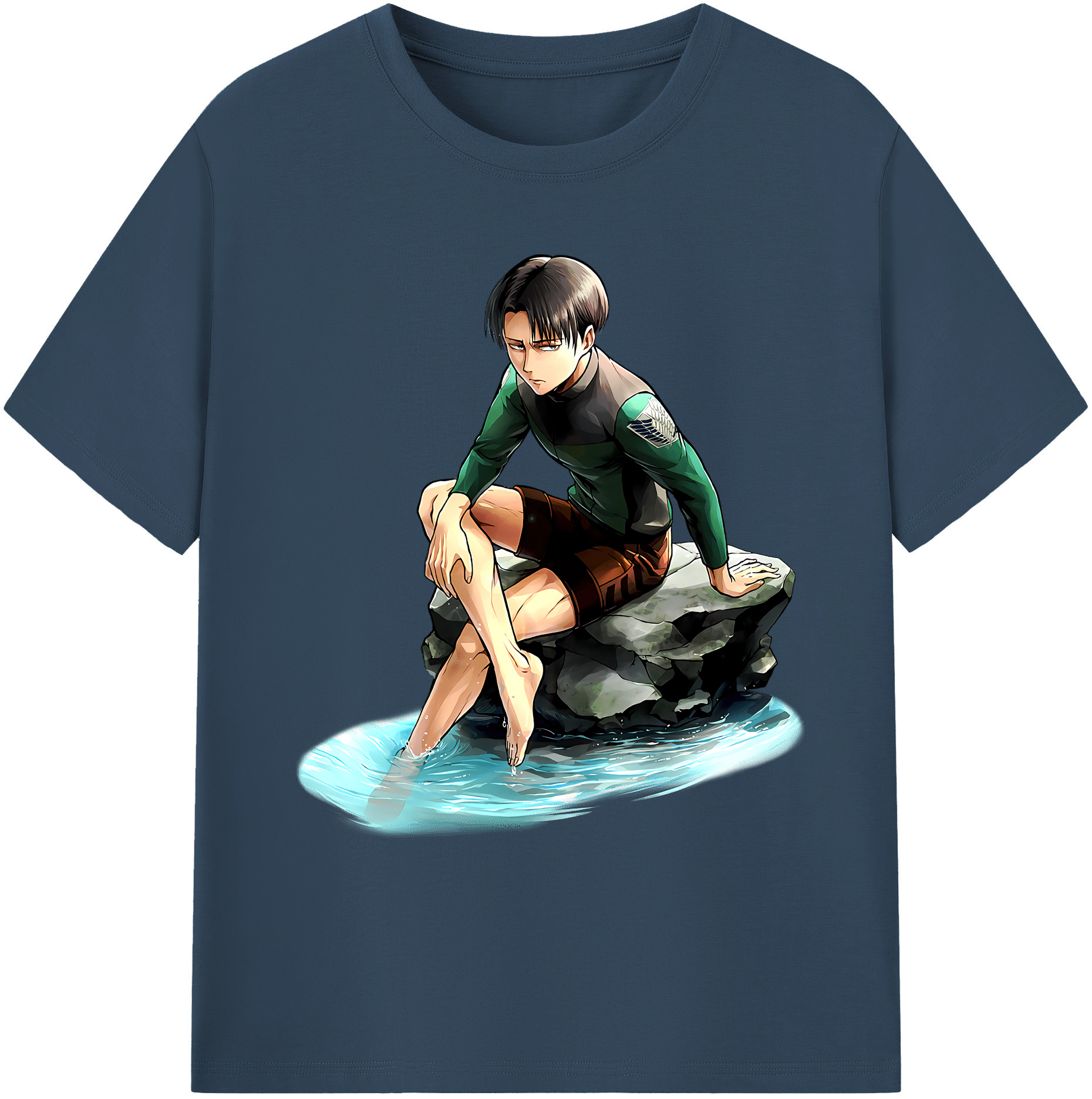 （画像用） 進撃の巨人 リヴァイ·アッカーマン Attack on Titan Levi Ackerman 綿100％ メンズ半袖Tシャツ｜肌触りやわらか＆通気性