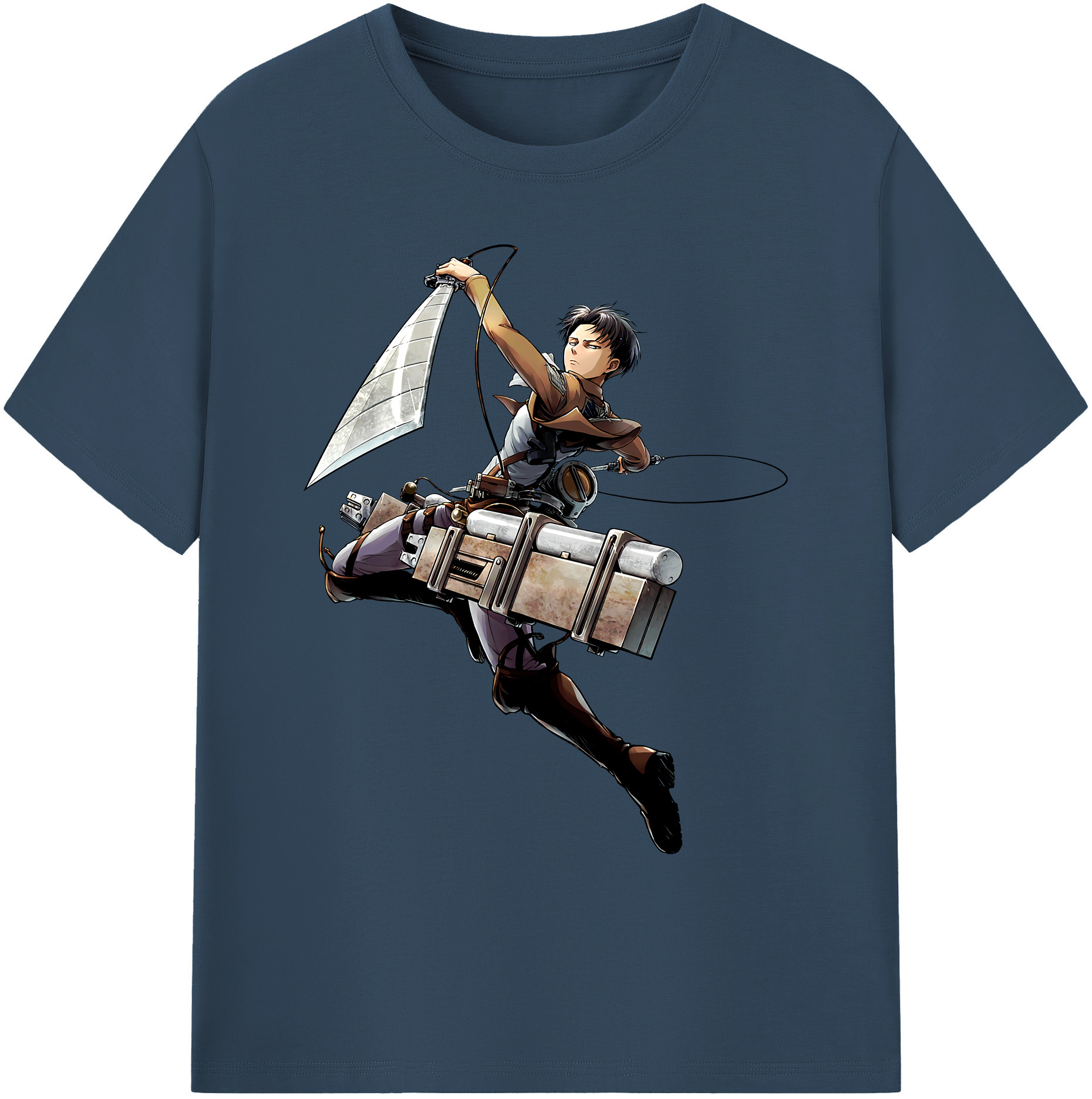 （画像用） 進撃の巨人 リヴァイ·アッカーマン Attack on Titan Levi Ackerman 綿100％ メンズ半袖Tシャツ｜肌触りやわらか＆通気性