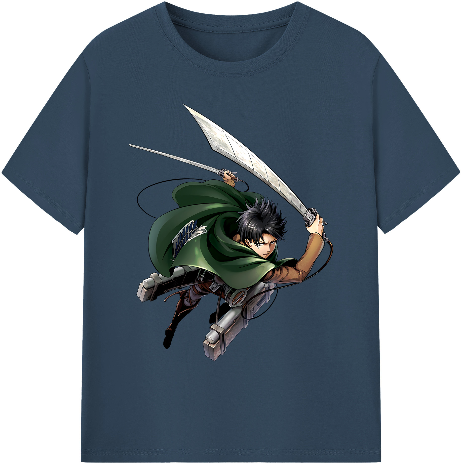 （画像用） 進撃の巨人 リヴァイ·アッカーマン Attack on Titan Levi Ackerman 綿100％ メンズ半袖Tシャツ｜肌触りやわらか＆通気性