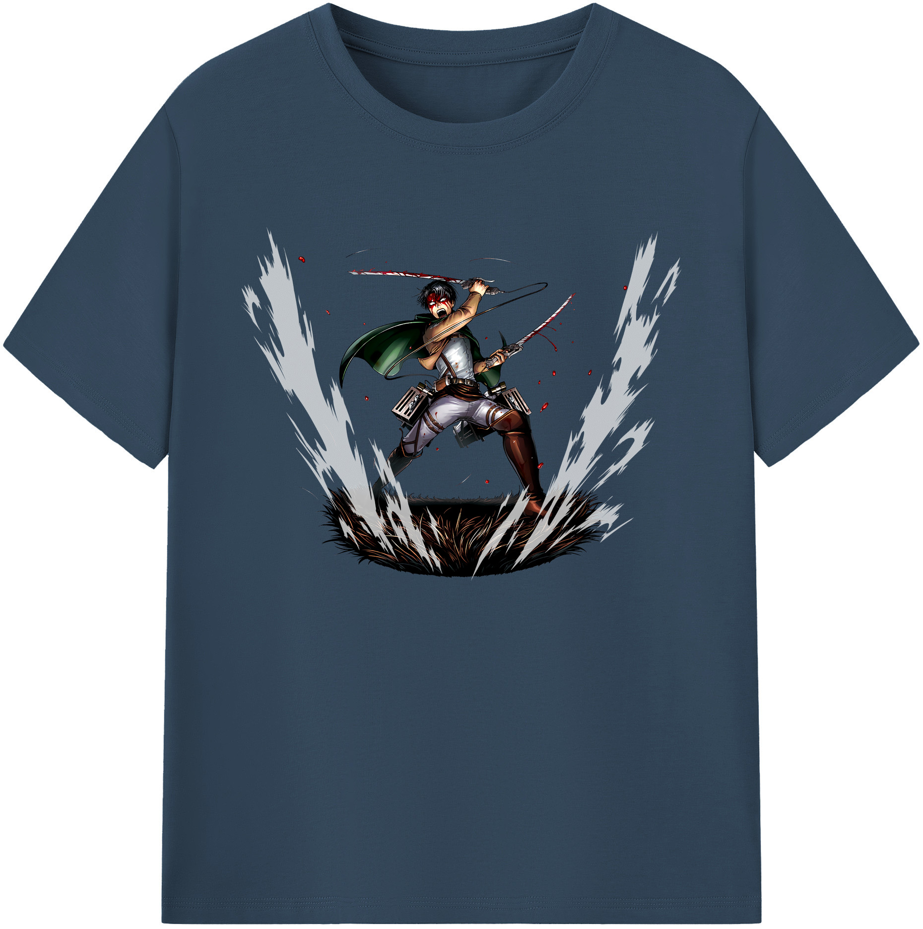 （画像用） 進撃の巨人 リヴァイ·アッカーマン Attack on Titan Levi Ackerman 綿100％ メンズ半袖Tシャツ｜肌触りやわらか＆通気性
