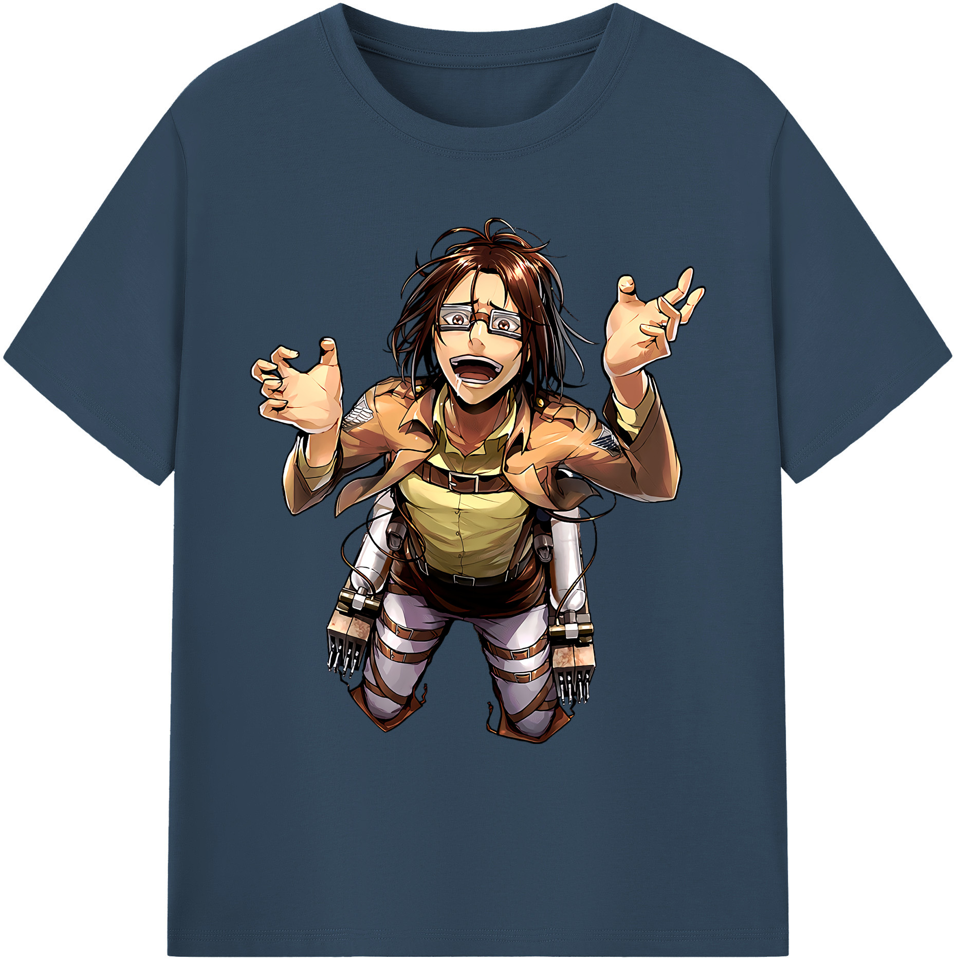 （画像用） 進撃の巨人 ハンジ·ゾエ Attack on Titan Hanji Zoe 綿100％ メンズ半袖Tシャツ｜肌触りやわらか＆通気性