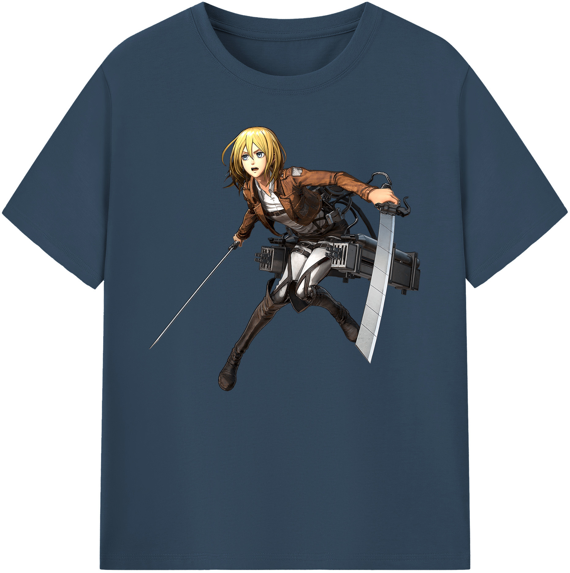 （画像用） 進撃の巨人 クリスタ·レンズ Attack on Titan Christa Lenz 綿100％ メンズ半袖Tシャツ｜肌触りやわらか＆通気性