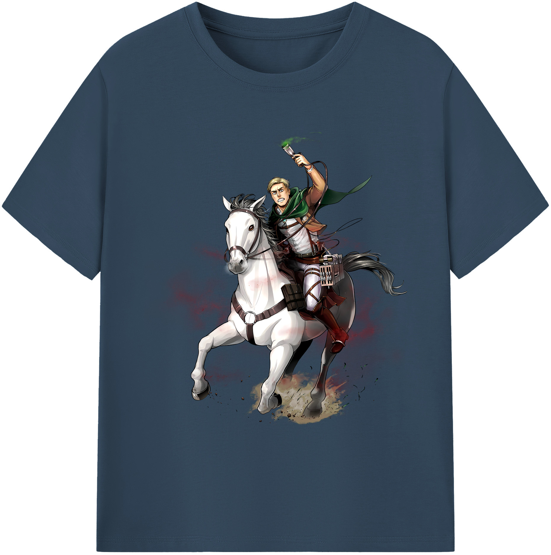 （画像用） 進撃の巨人 エルヴィン・スミス Attack on Titan Erwin Smith 綿100％ メンズ半袖Tシャツ｜肌触りやわらか＆通気性