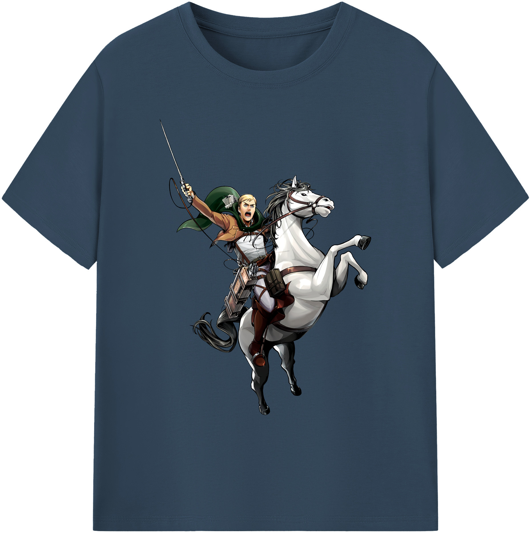 （画像用） 進撃の巨人 エルヴィン・スミス Attack on Titan Erwin Smith 綿100％ メンズ半袖Tシャツ｜肌触りやわらか＆通気性