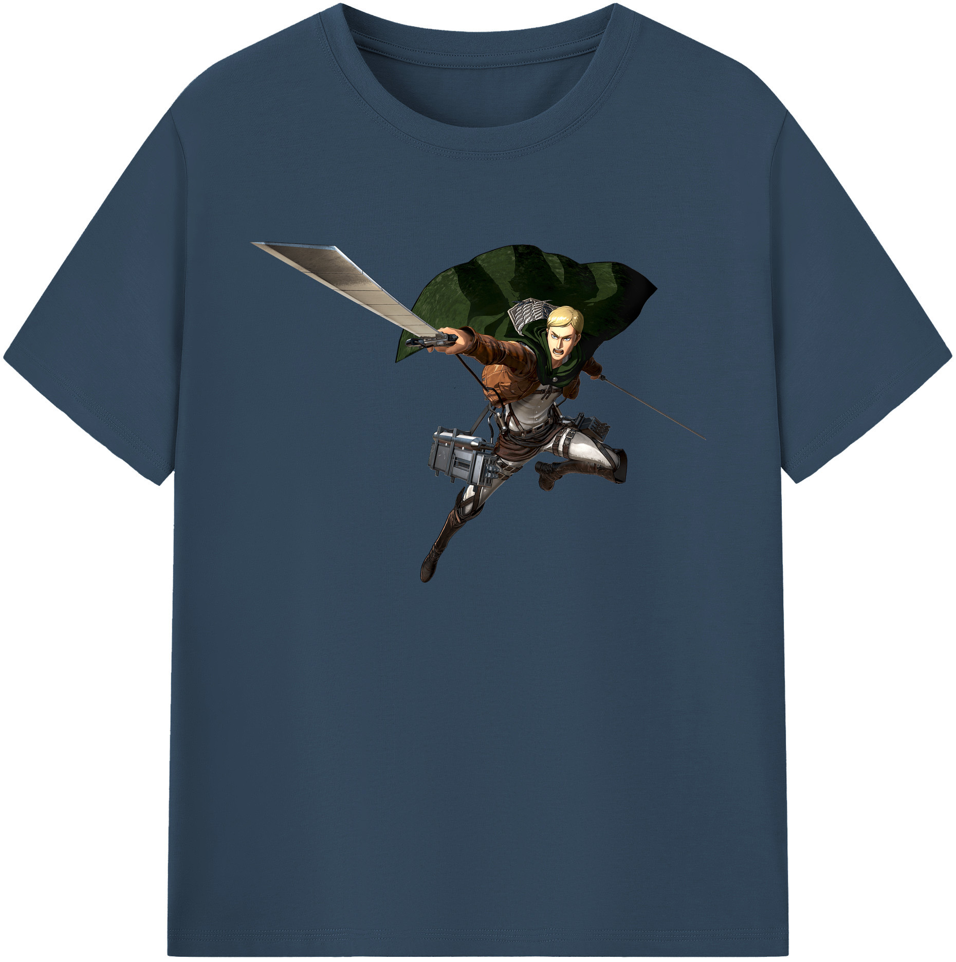 （画像用） 進撃の巨人 エルヴィン・スミス Attack on Titan Erwin Smith 綿100％ メンズ半袖Tシャツ｜肌触りやわらか＆通気性