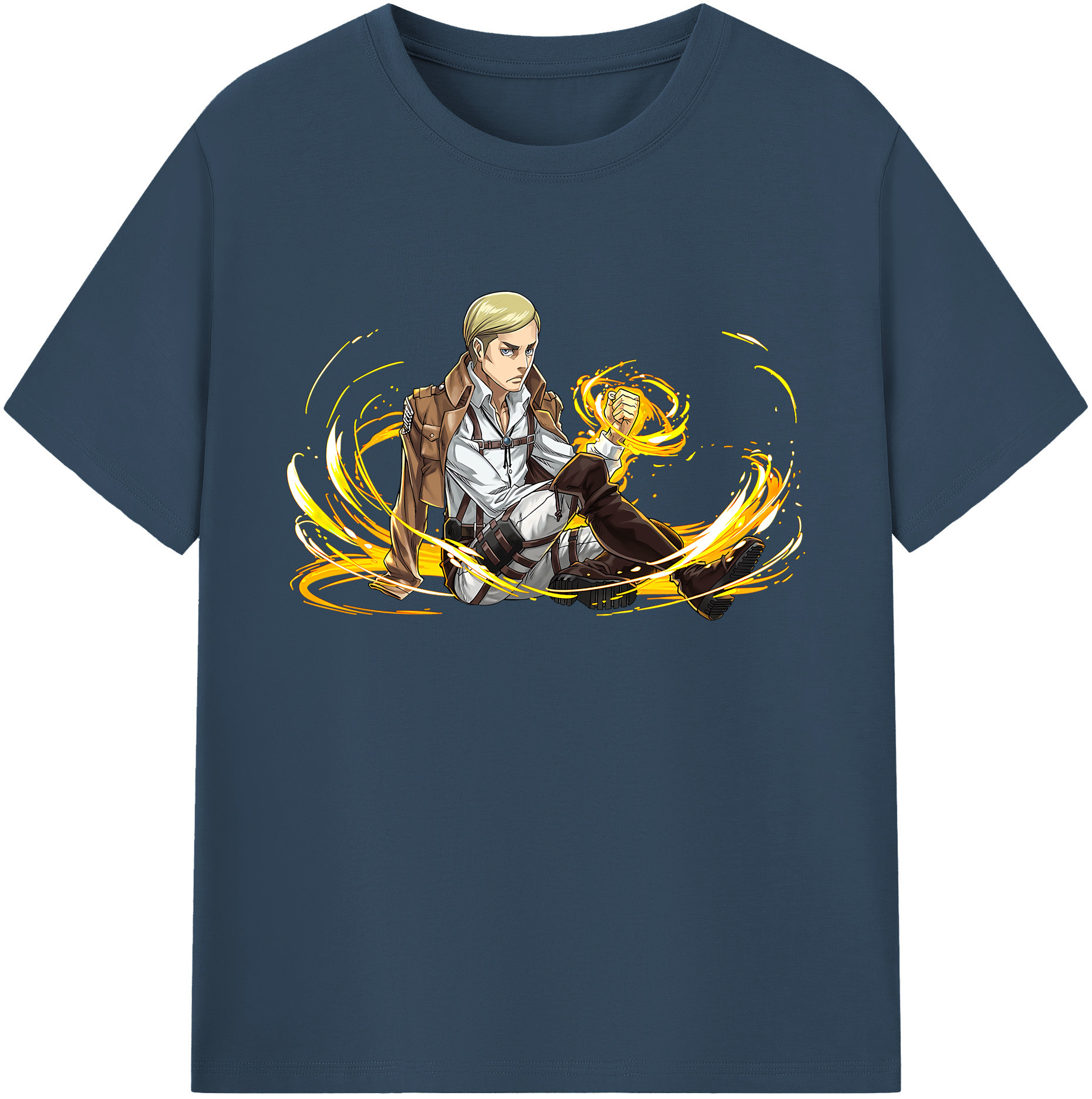 （画像用） 進撃の巨人 エルヴィン・スミス Attack on Titan Erwin Smith 綿100％ メンズ半袖Tシャツ｜肌触りやわらか＆通気性