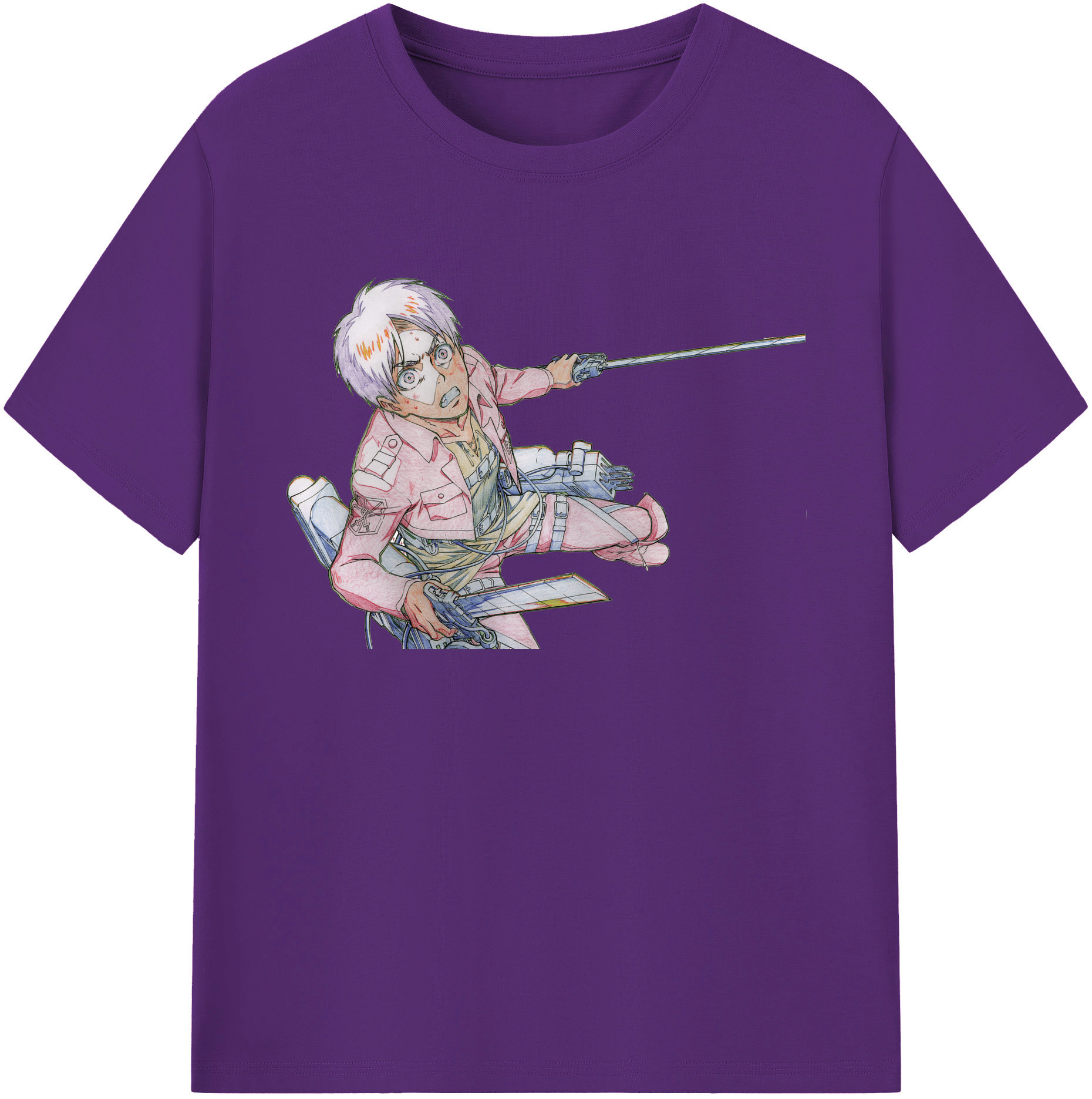 （画像用） 進撃の巨人 エレン･イェーガー Attack on Titan Eren Jäger 綿100％ メンズ半袖Tシャツ｜肌触りやわらか＆通気性