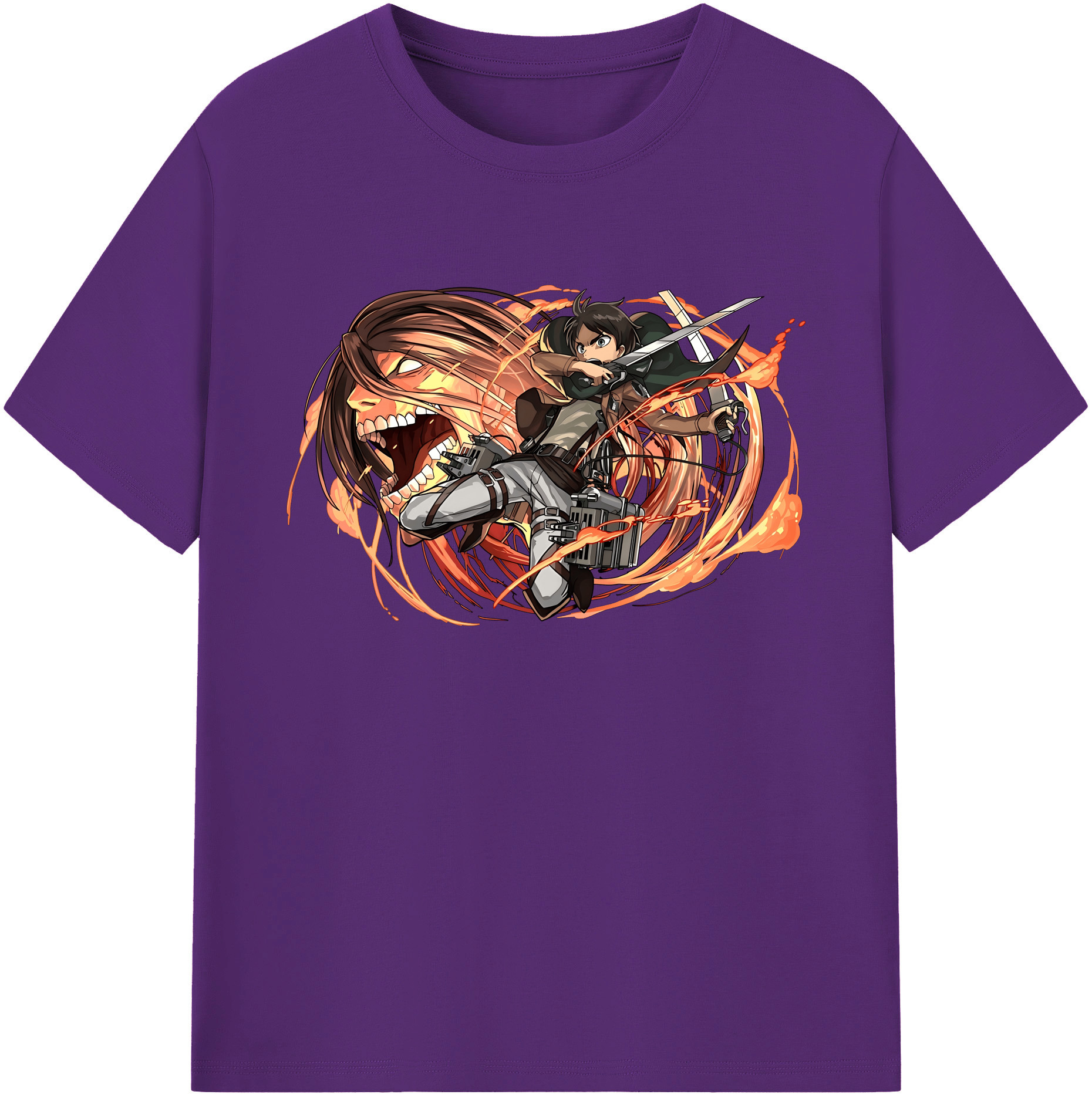 （画像用） 進撃の巨人 エレン･イェーガー Attack on Titan Eren Jäger 綿100％ メンズ半袖Tシャツ｜肌触りやわらか＆通気性
