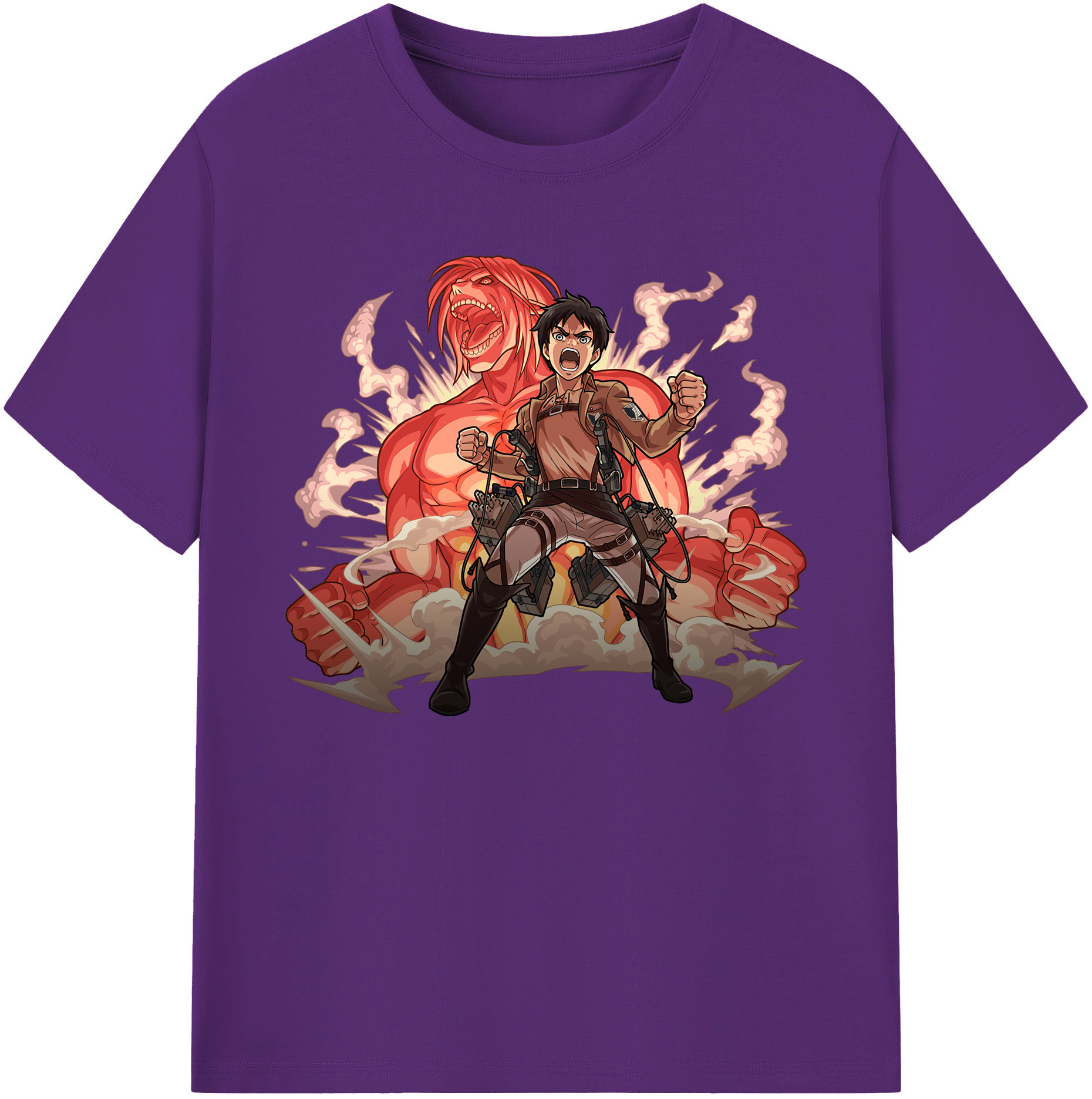 （画像用） 進撃の巨人 エレン･イェーガー Attack on Titan Eren Jäger 綿100％ メンズ半袖Tシャツ｜肌触りやわらか＆通気性