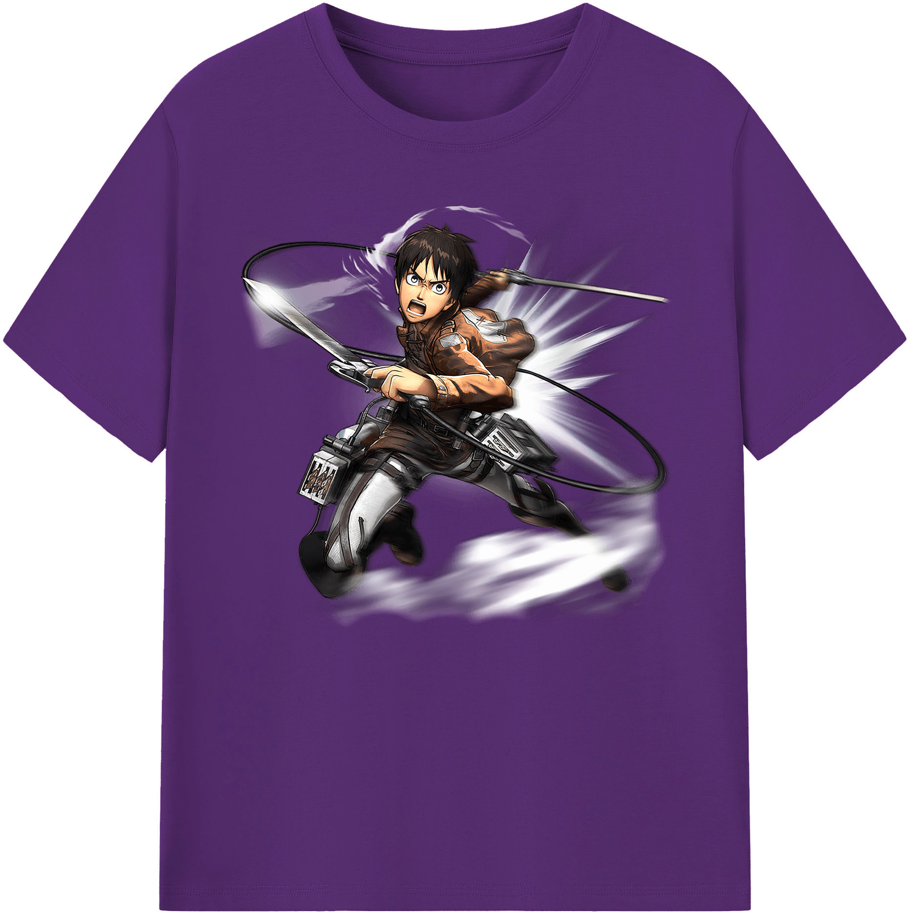 （画像用） 進撃の巨人 エレン･イェーガー Attack on Titan Eren Jäger 綿100％ メンズ半袖Tシャツ｜肌触りやわらか＆通気性