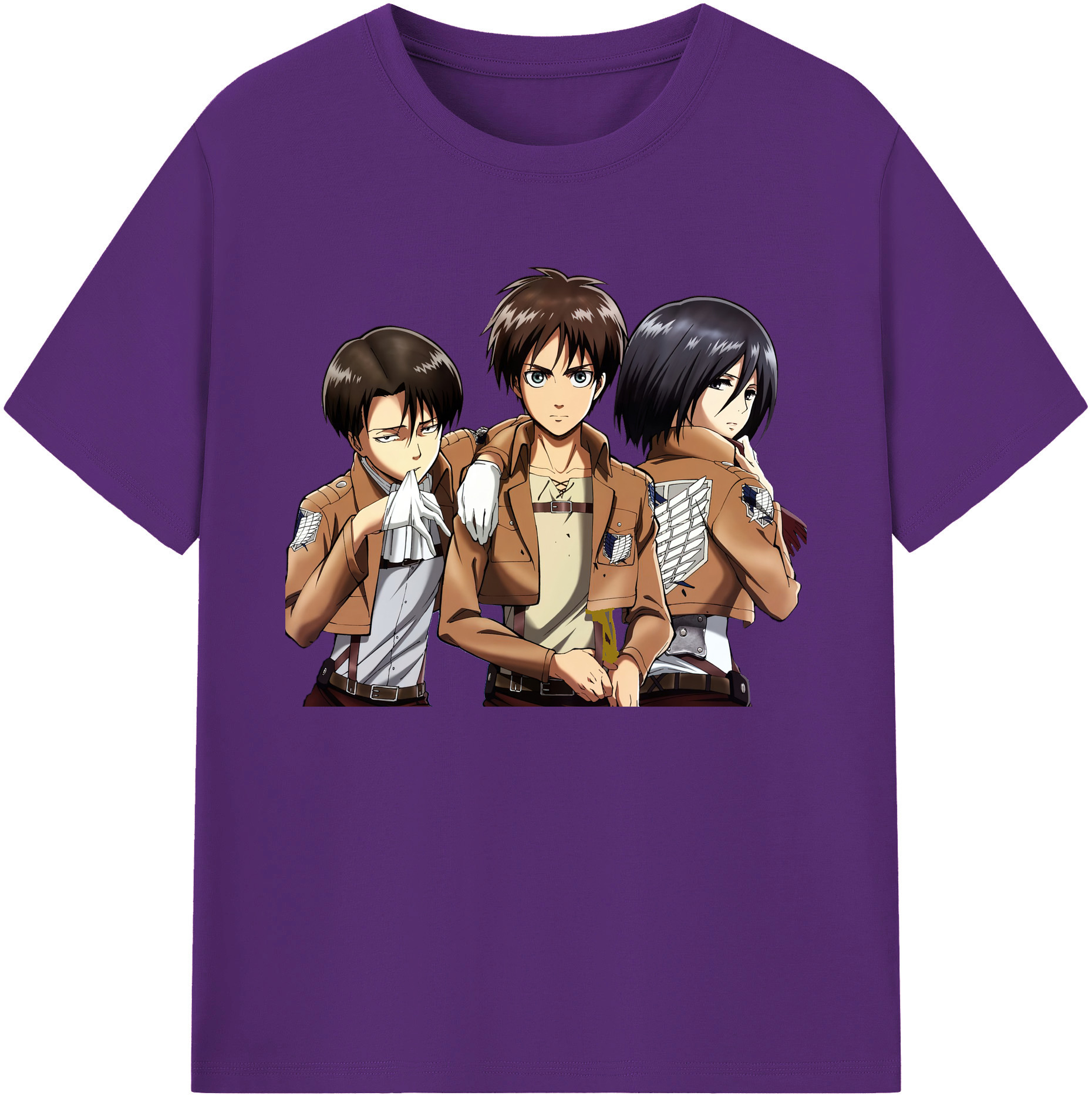 （画像用） 進撃の巨人 エレン･イェーガー Attack on Titan Eren Jäger 綿100％ メンズ半袖Tシャツ｜肌触りやわらか＆通気性