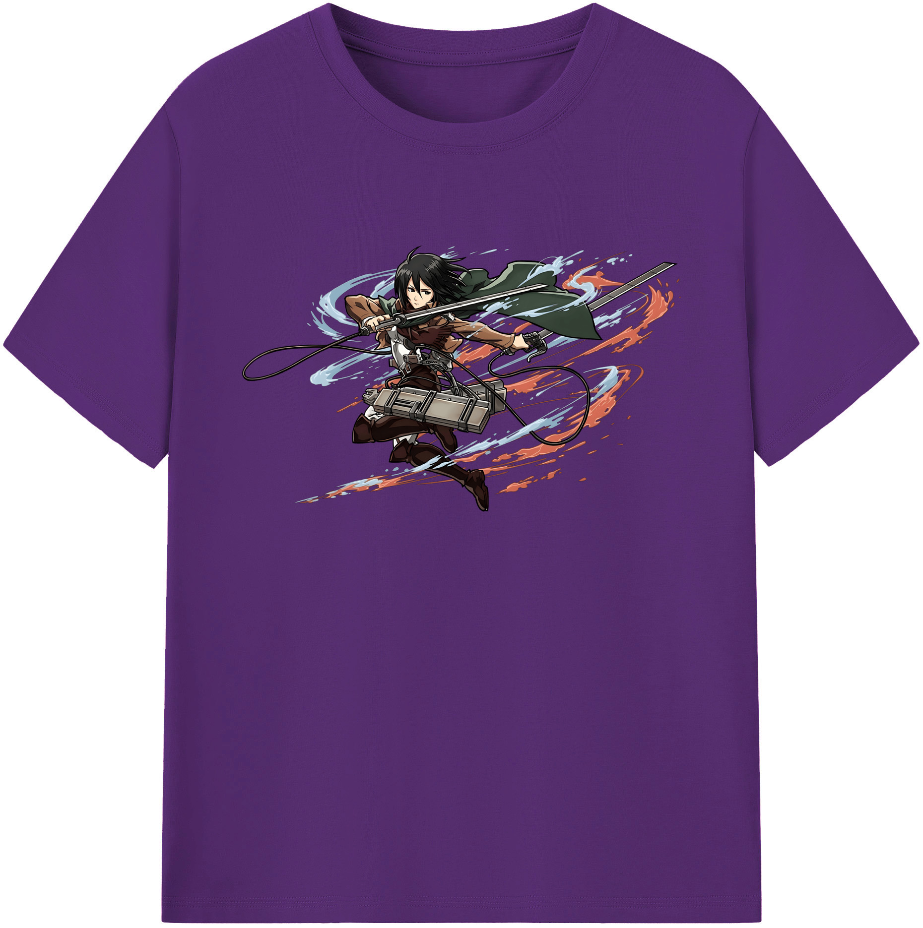 （画像用） 進撃の巨人 ミカサ·アッカーマン Attack on Titan Mikasa Ackerman 綿100％ メンズ半袖Tシャツ｜肌触りやわらか＆通気性