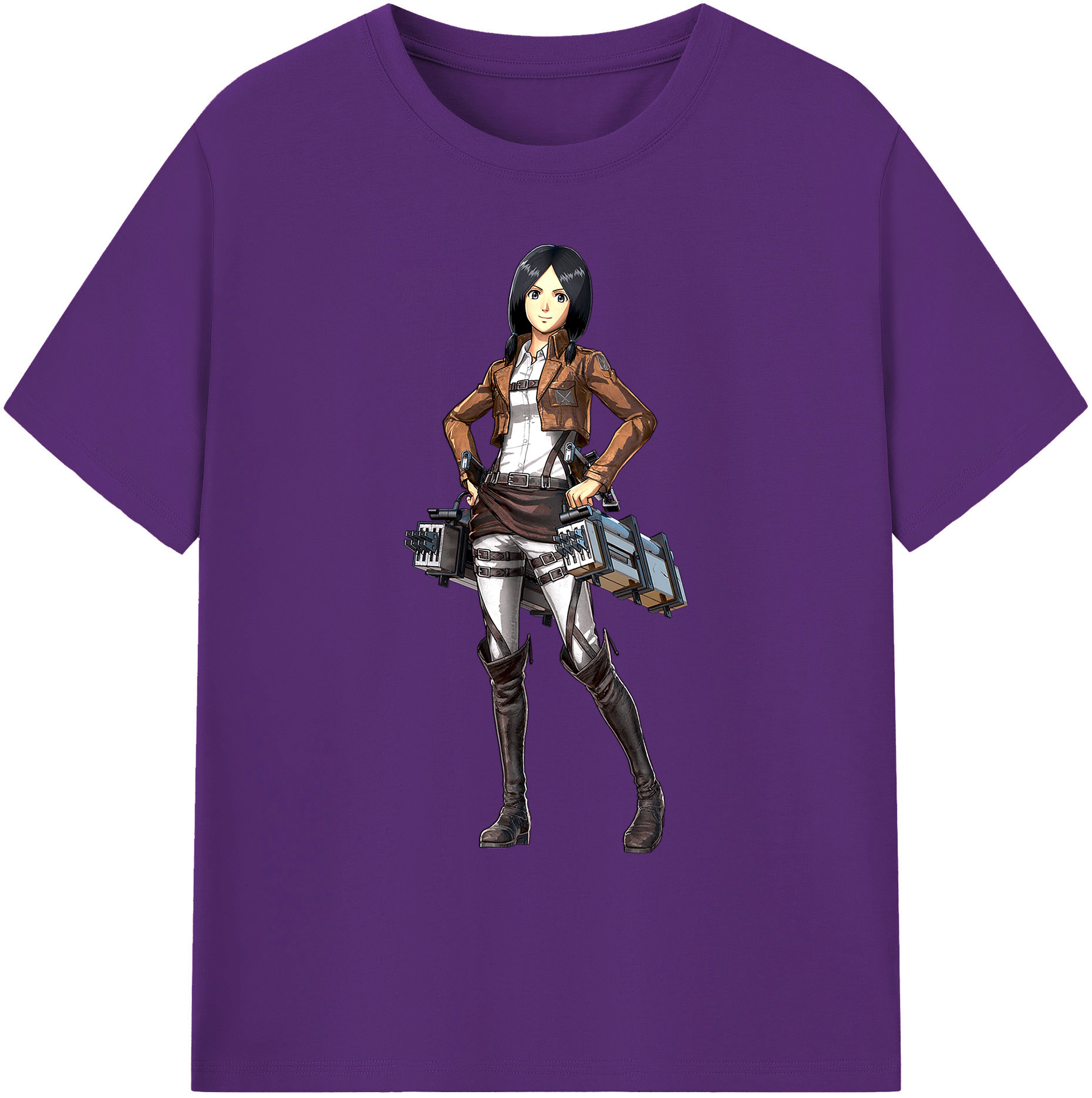 （画像用） 進撃の巨人 ミカサ·アッカーマン Attack on Titan Mikasa Ackerman 綿100％ メンズ半袖Tシャツ｜肌触りやわらか＆通気性