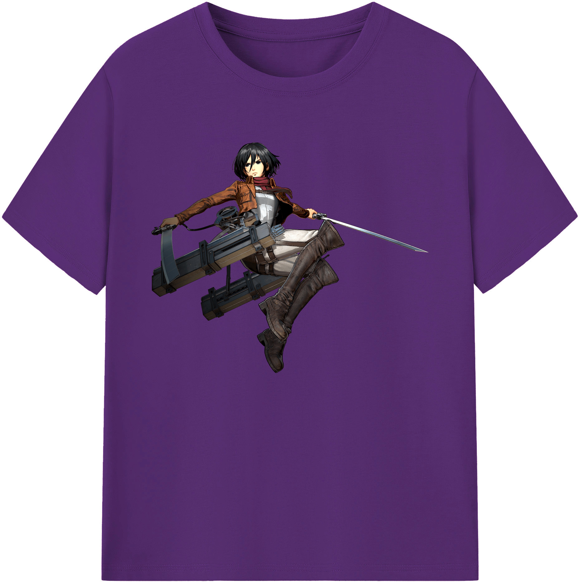 （画像用） 進撃の巨人 ミカサ·アッカーマン Attack on Titan Mikasa Ackerman 綿100％ メンズ半袖Tシャツ｜肌触りやわらか＆通気性