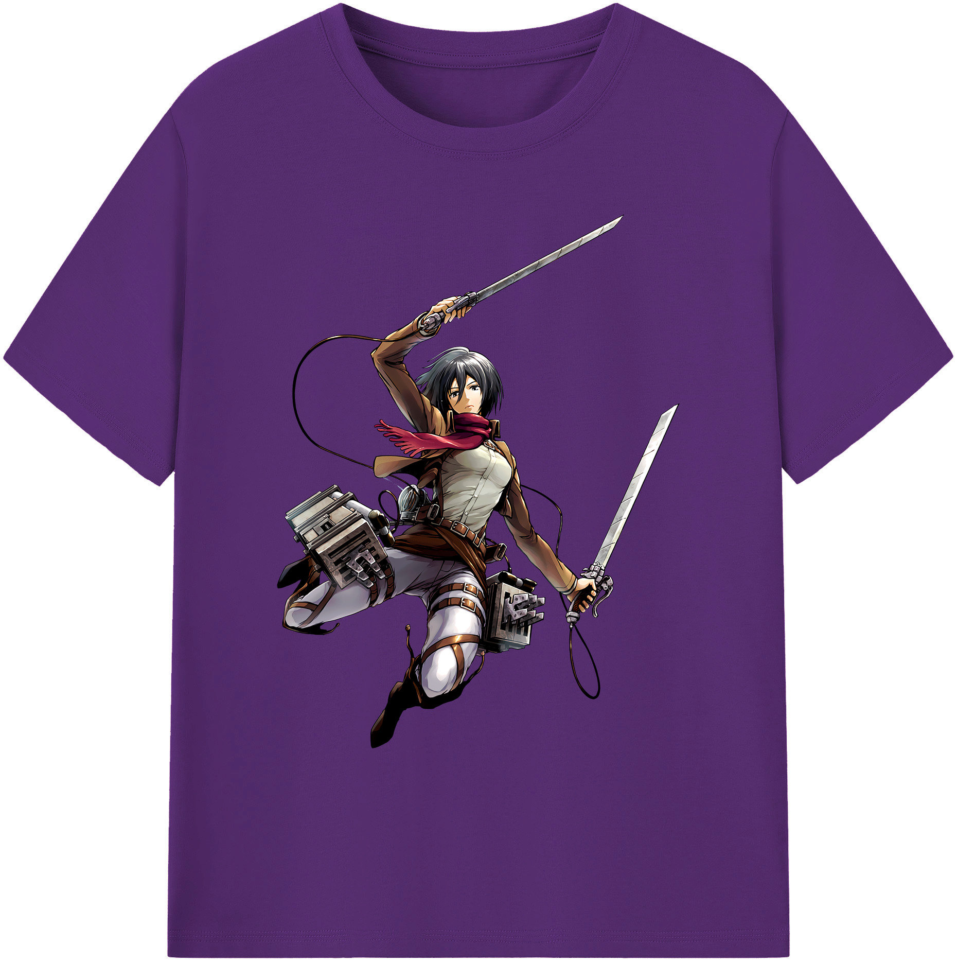 （画像用） 進撃の巨人 ミカサ·アッカーマン Attack on Titan Mikasa Ackerman 綿100％ メンズ半袖Tシャツ｜肌触りやわらか＆通気性