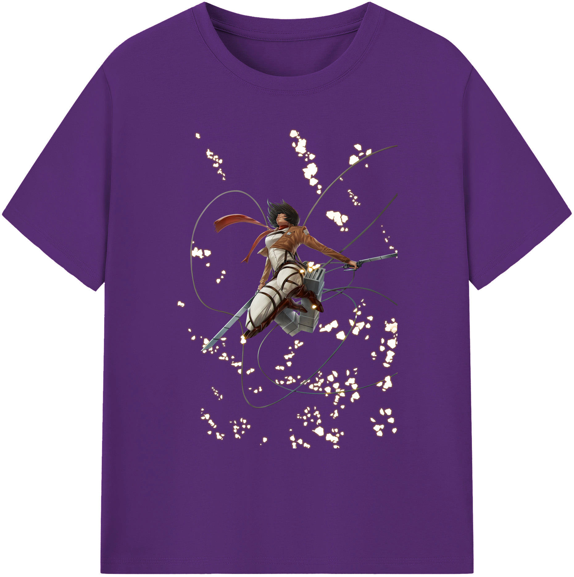 （画像用） 進撃の巨人 ミカサ·アッカーマン Attack on Titan Mikasa Ackerman 綿100％ メンズ半袖Tシャツ｜肌触りやわらか＆通気性