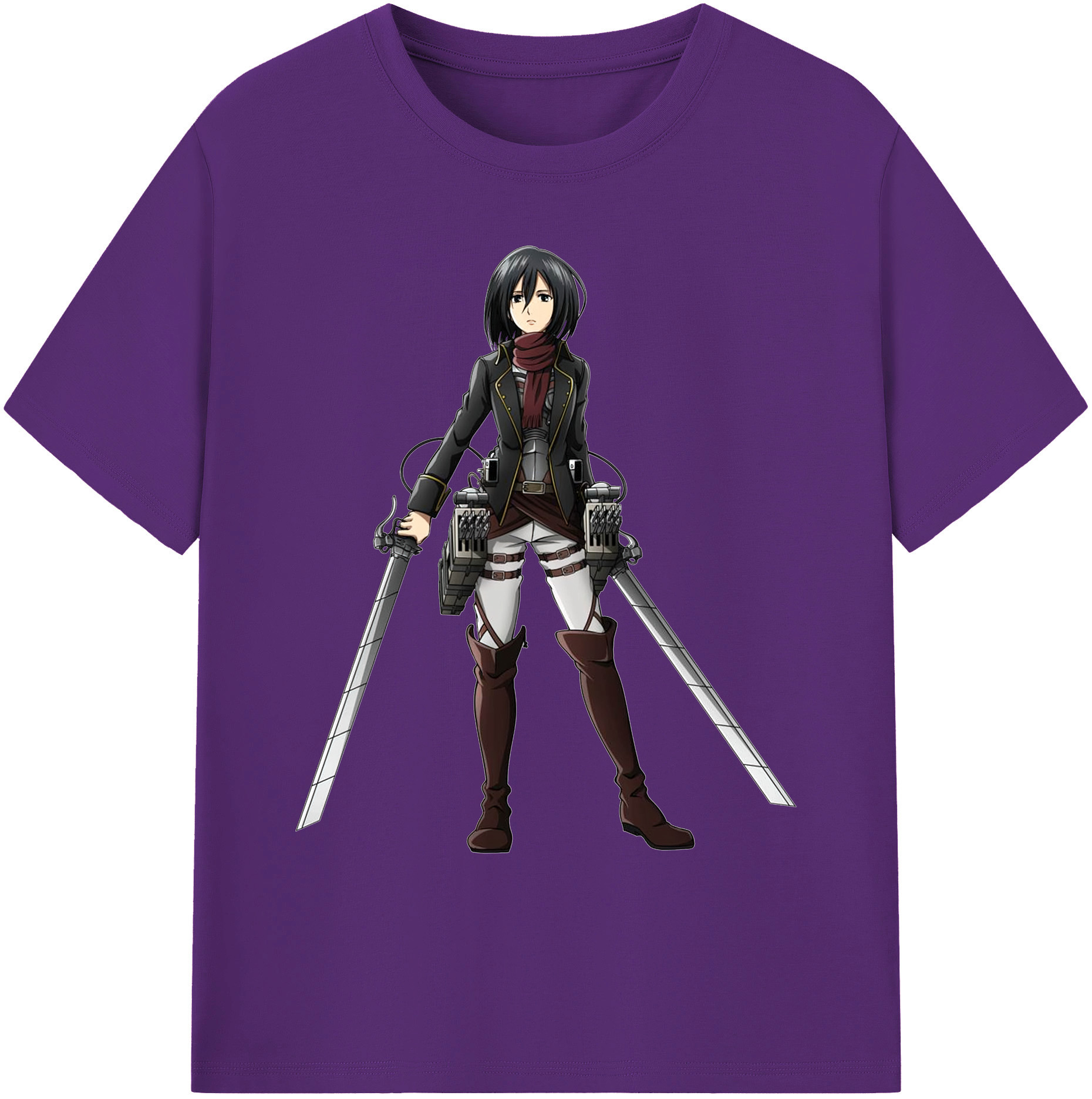 （画像用） 進撃の巨人 ミカサ·アッカーマン Attack on Titan Mikasa Ackerman 綿100％ メンズ半袖Tシャツ｜肌触りやわらか＆通気性