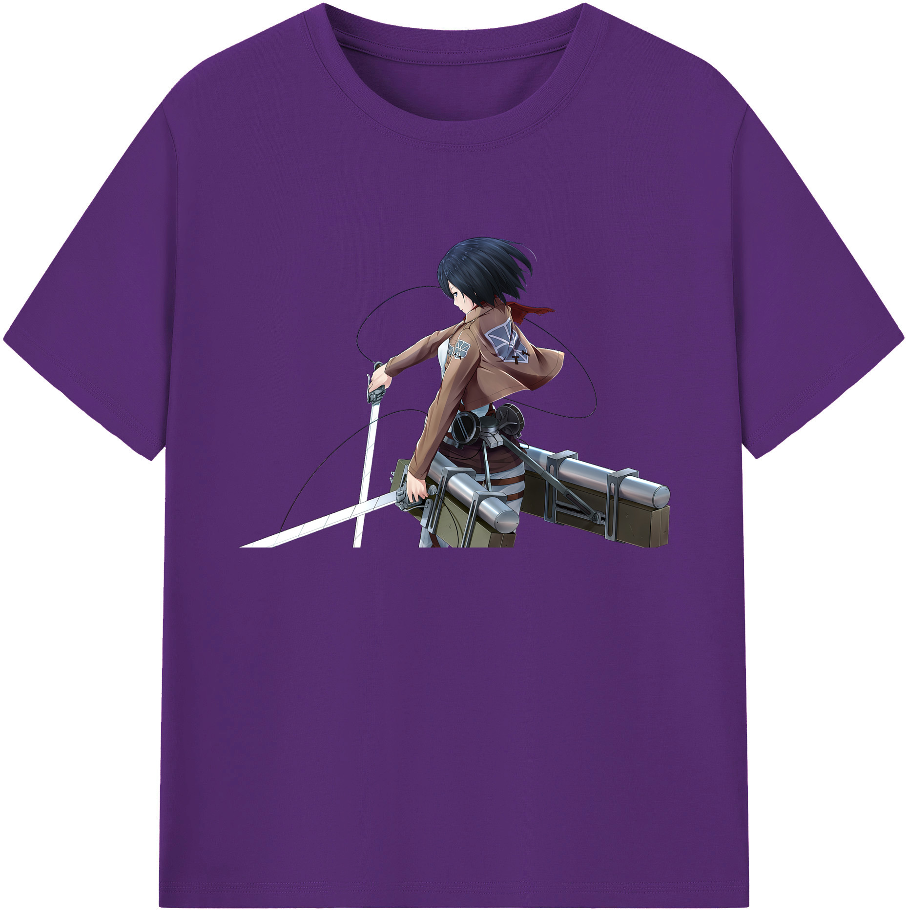 （画像用） 進撃の巨人 ミカサ·アッカーマン Attack on Titan Mikasa Ackerman 綿100％ メンズ半袖Tシャツ｜肌触りやわらか＆通気性
