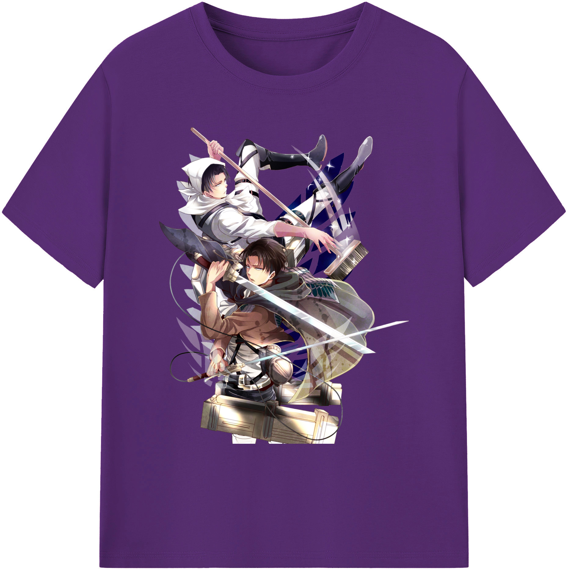 （画像用） 進撃の巨人 リヴァイ·アッカーマン Attack on Titan Levi Ackerman 綿100％ メンズ半袖Tシャツ｜肌触りやわらか＆通気性