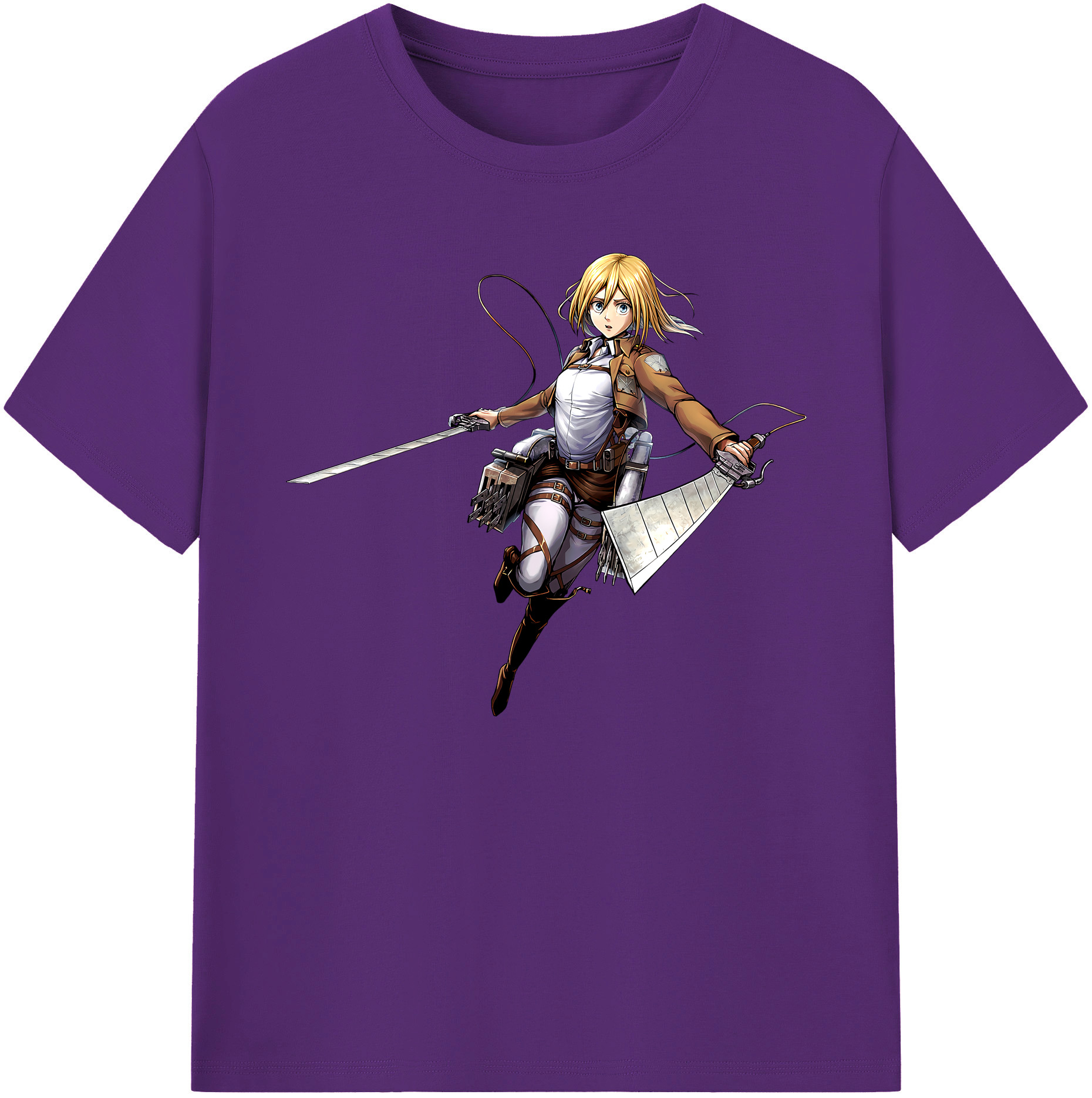 （画像用） 進撃の巨人 クリスタ·レンズ Attack on Titan Christa Lenz 綿100％ メンズ半袖Tシャツ｜肌触りやわらか＆通気性