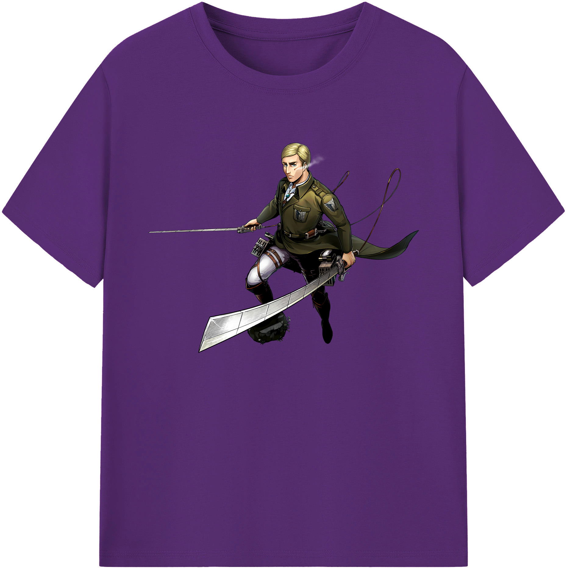 （画像用） 進撃の巨人 エルヴィン・スミス Attack on Titan Erwin Smith 綿100％ メンズ半袖Tシャツ｜肌触りやわらか＆通気性