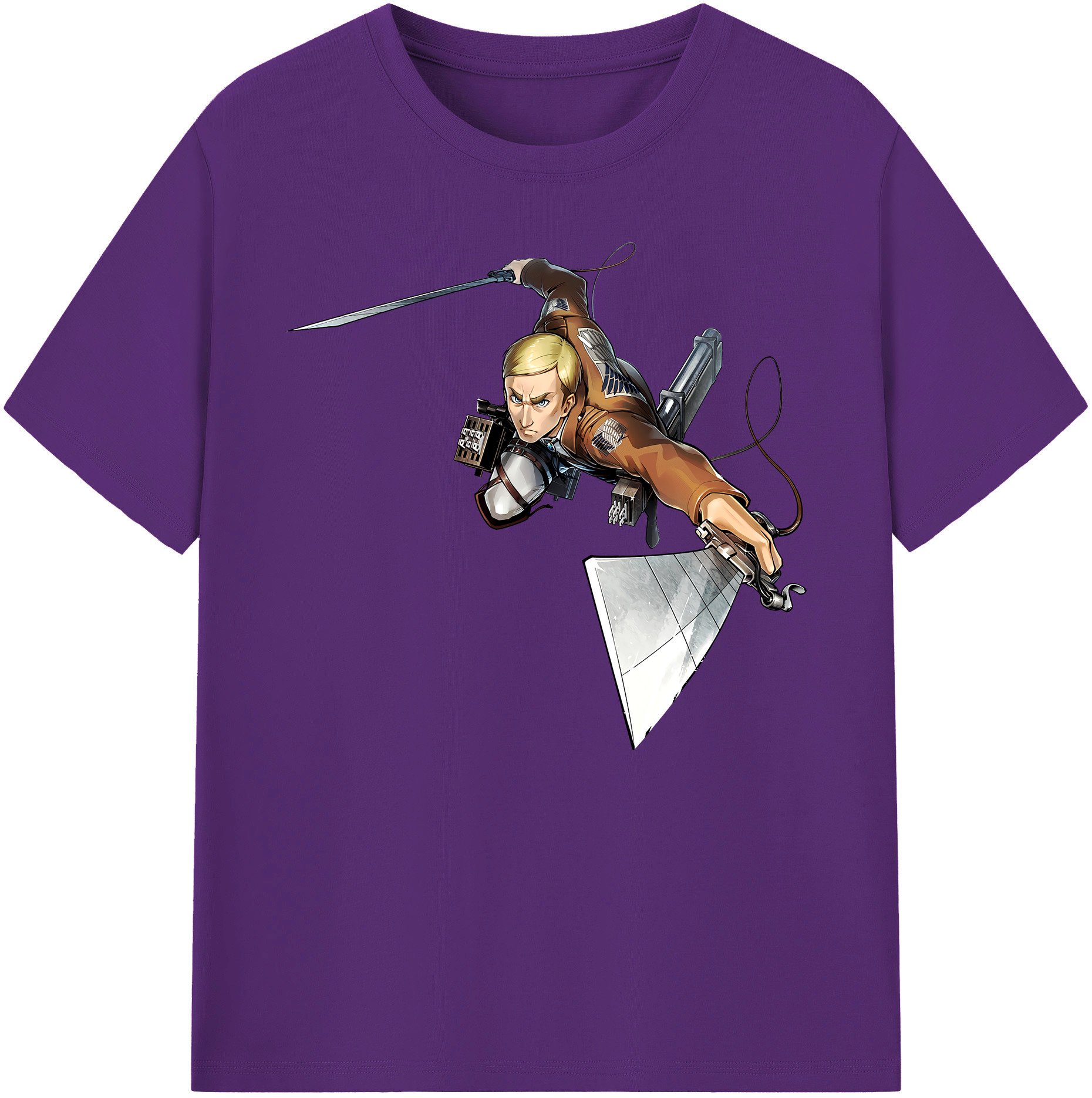 （画像用） 進撃の巨人 エルヴィン・スミス Attack on Titan Erwin Smith 綿100％ メンズ半袖Tシャツ｜肌触りやわらか＆通気性