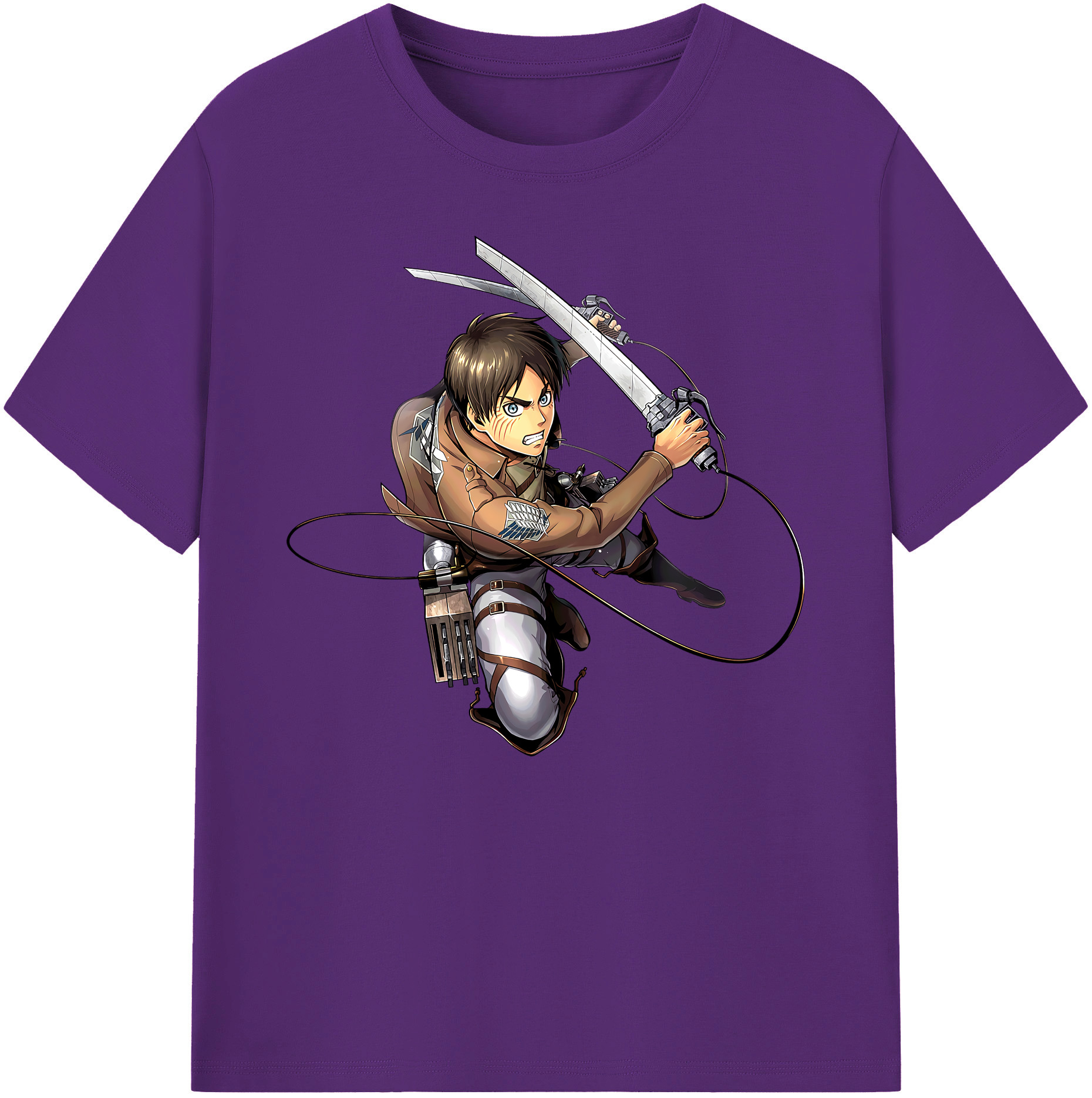 （画像用） 進撃の巨人 エレン･イェーガー Attack on Titan Eren Jäger 綿100％ メンズ半袖Tシャツ｜肌触りやわらか＆通気性