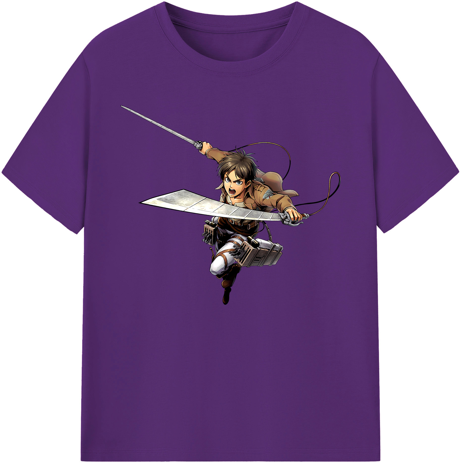 （画像用） 進撃の巨人 エレン･イェーガー Attack on Titan Eren Jäger 綿100％ メンズ半袖Tシャツ｜肌触りやわらか＆通気性