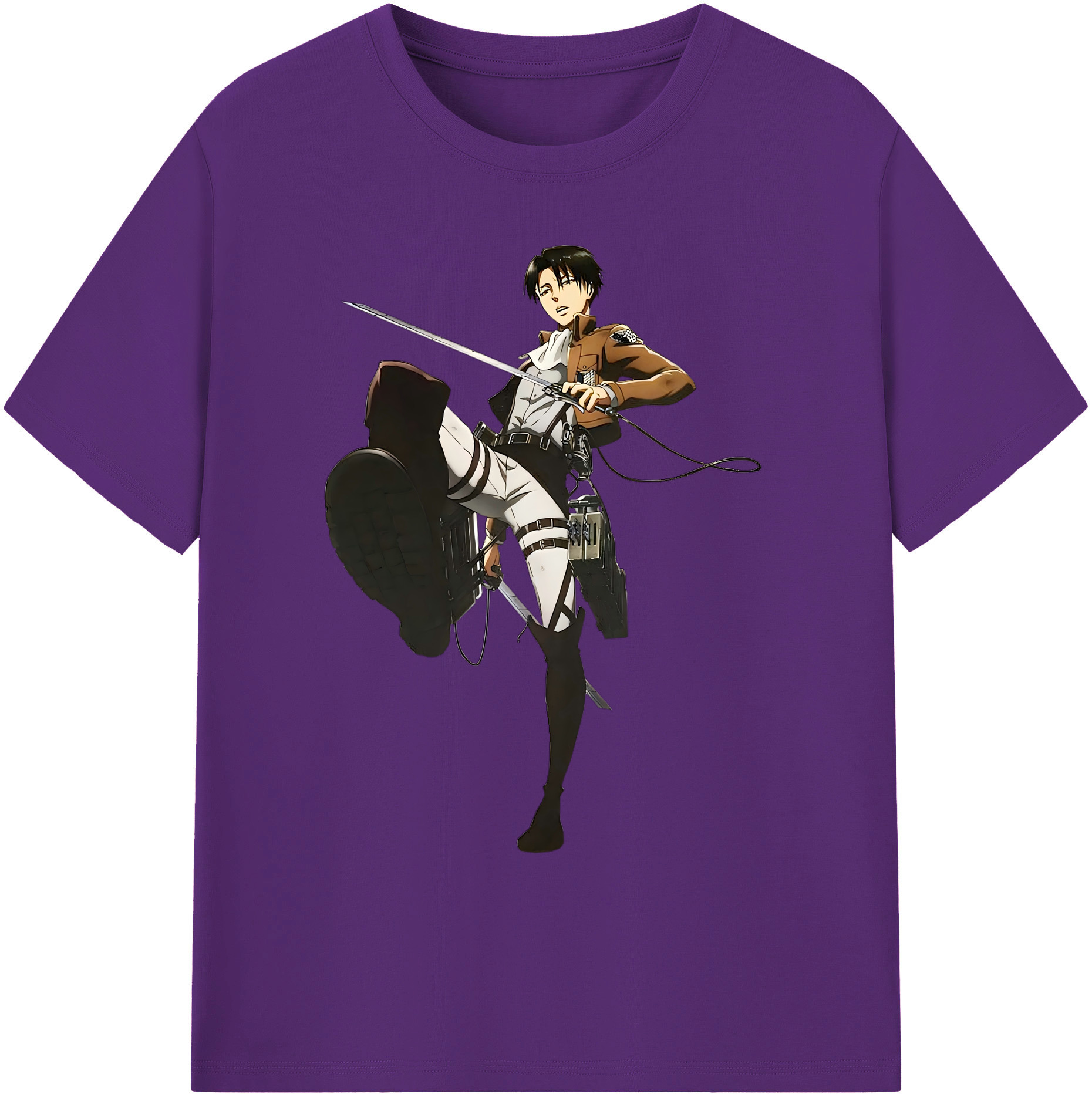 （画像用） 進撃の巨人 リヴァイ·アッカーマン Attack on Titan Levi Ackerman 綿100％ メンズ半袖Tシャツ｜肌触りやわらか＆通気性