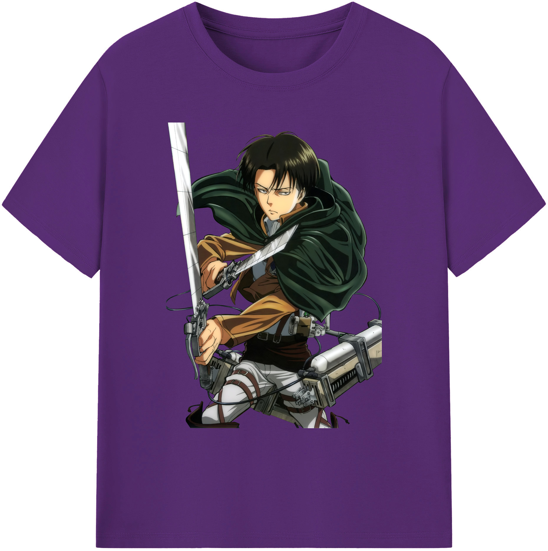（画像用） 進撃の巨人 リヴァイ·アッカーマン Attack on Titan Levi Ackerman 綿100％ メンズ半袖Tシャツ｜肌触りやわらか＆通気性