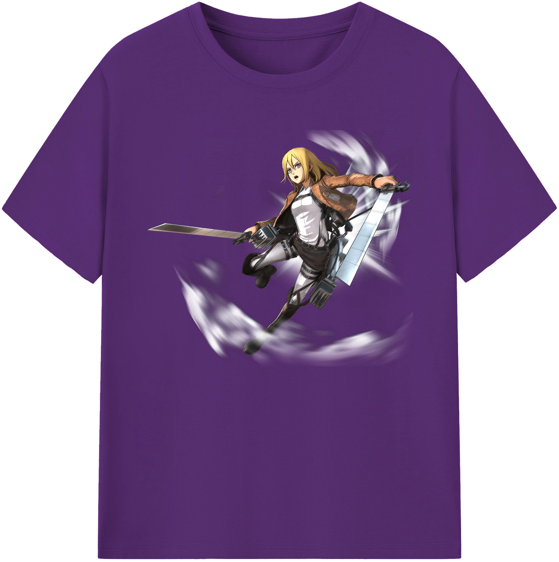 （画像用） 進撃の巨人 クリスタ·レンズ Attack on Titan Christa Lenz 綿100％ メンズ半袖Tシャツ｜肌触りやわらか＆通気性